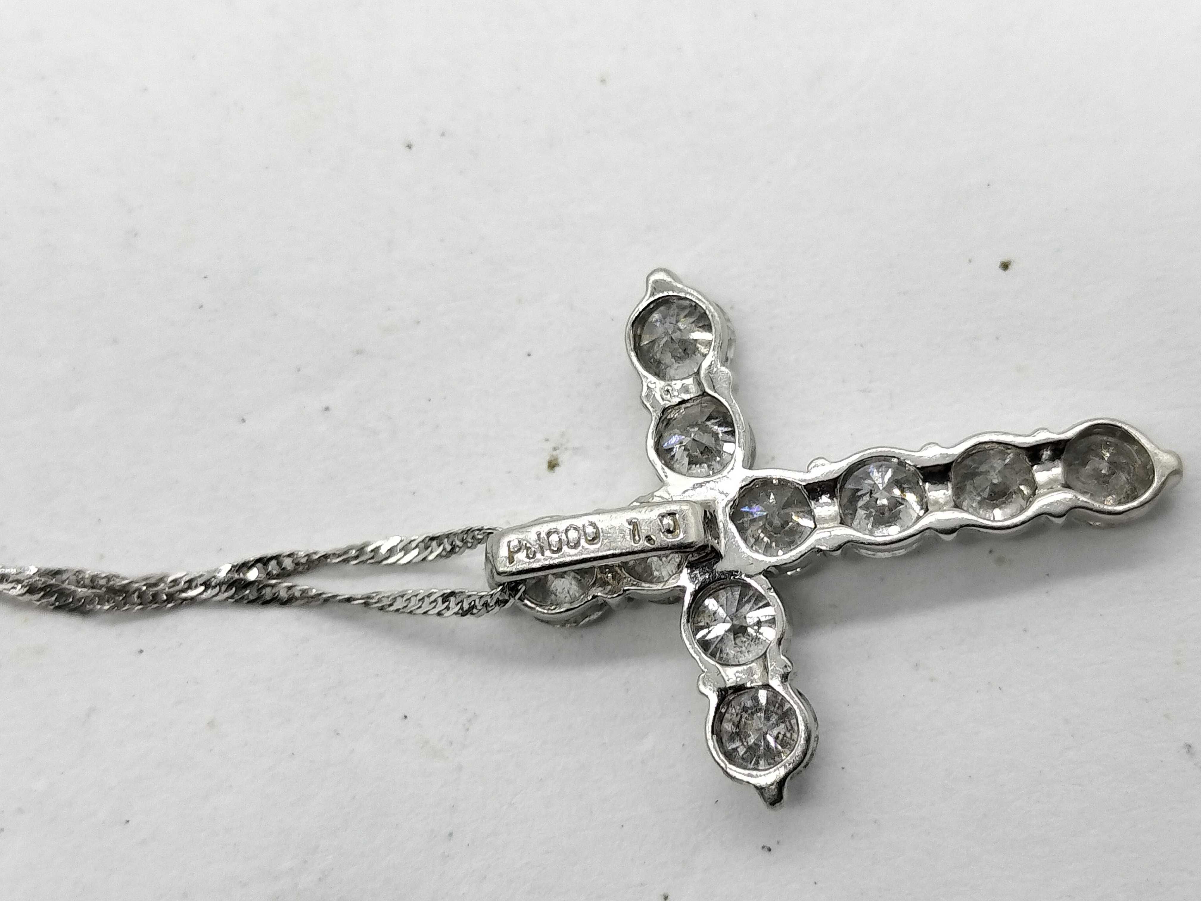 Diamond Cross Pendant and Singapore Chain in Pt1000 Platinum