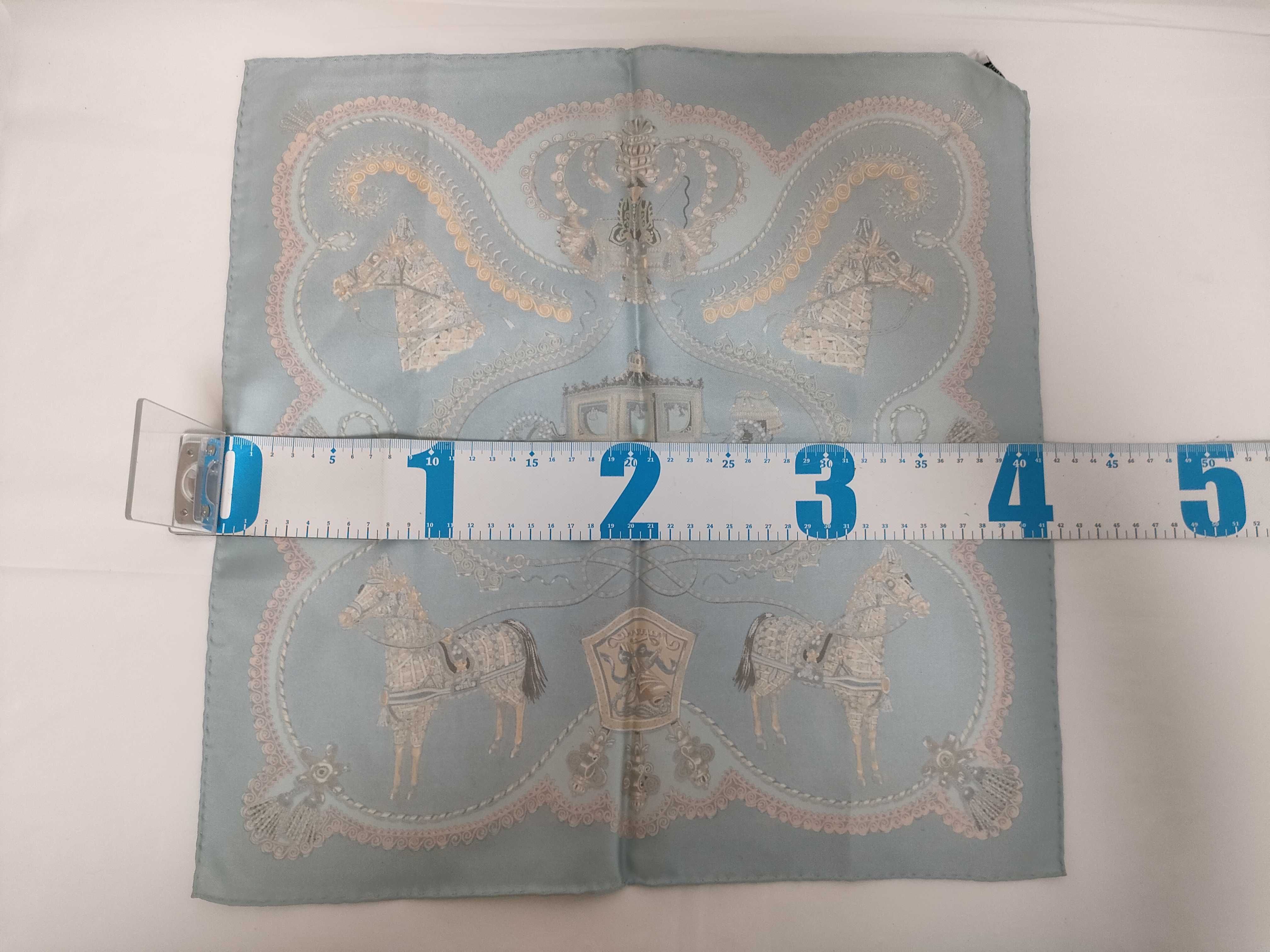 Hermes Gavroche Silk Pocket Square in Poste et Cavalerie Pattern