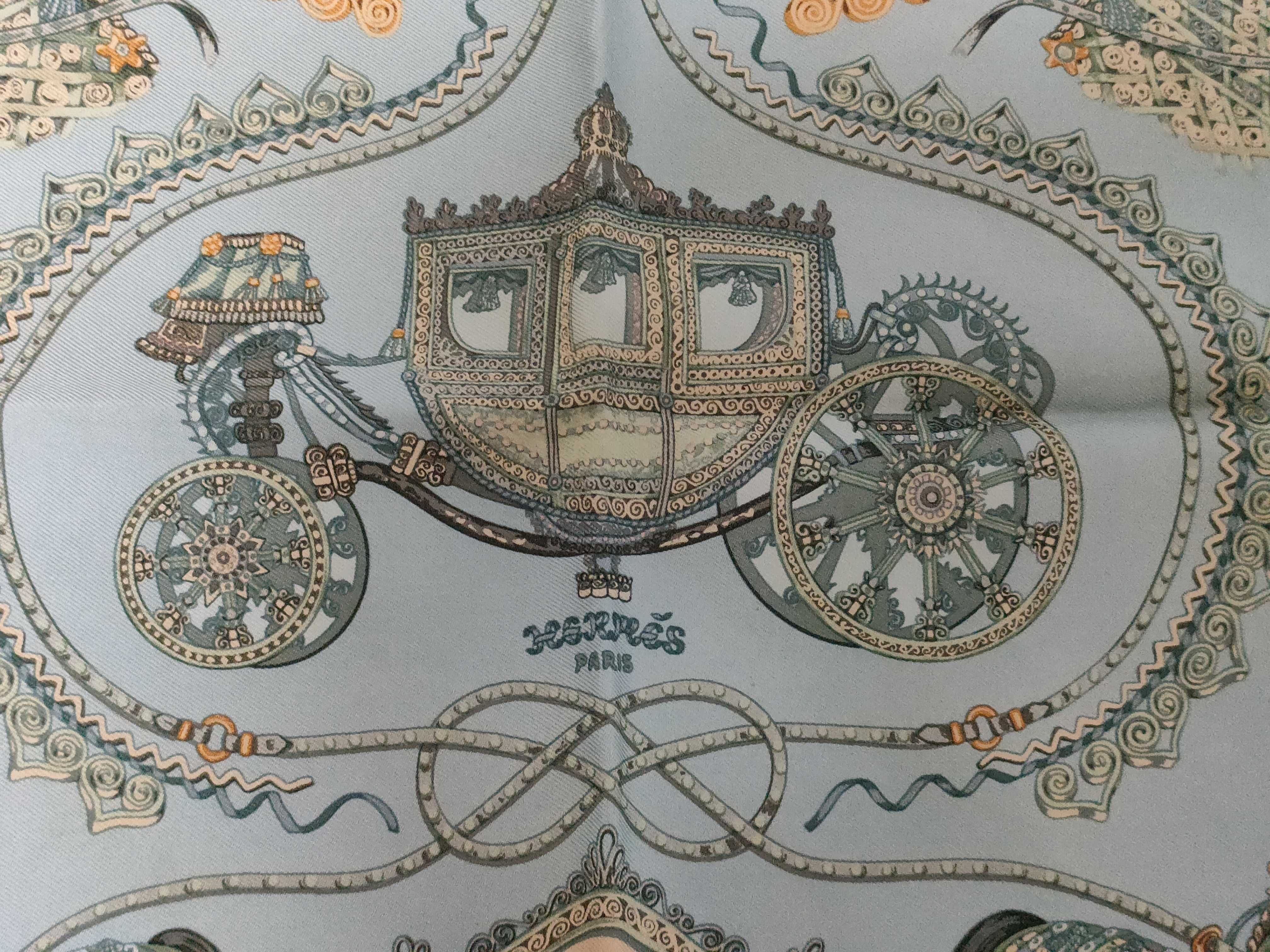 Hermes Gavroche Silk Pocket Square in Poste et Cavalerie Pattern