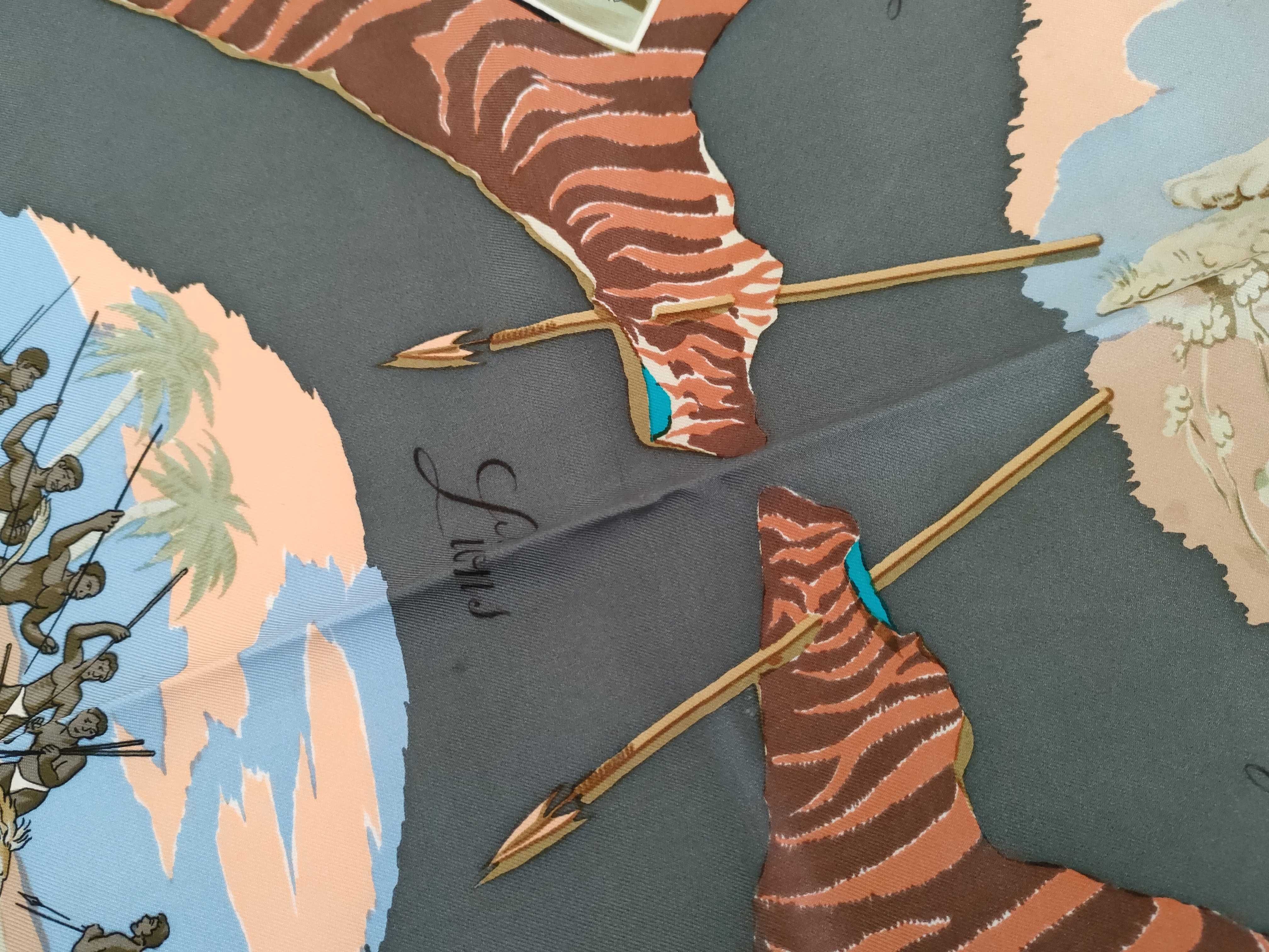 Hermes Silk Scarf La Chasse en Afrique by Robert Dallet