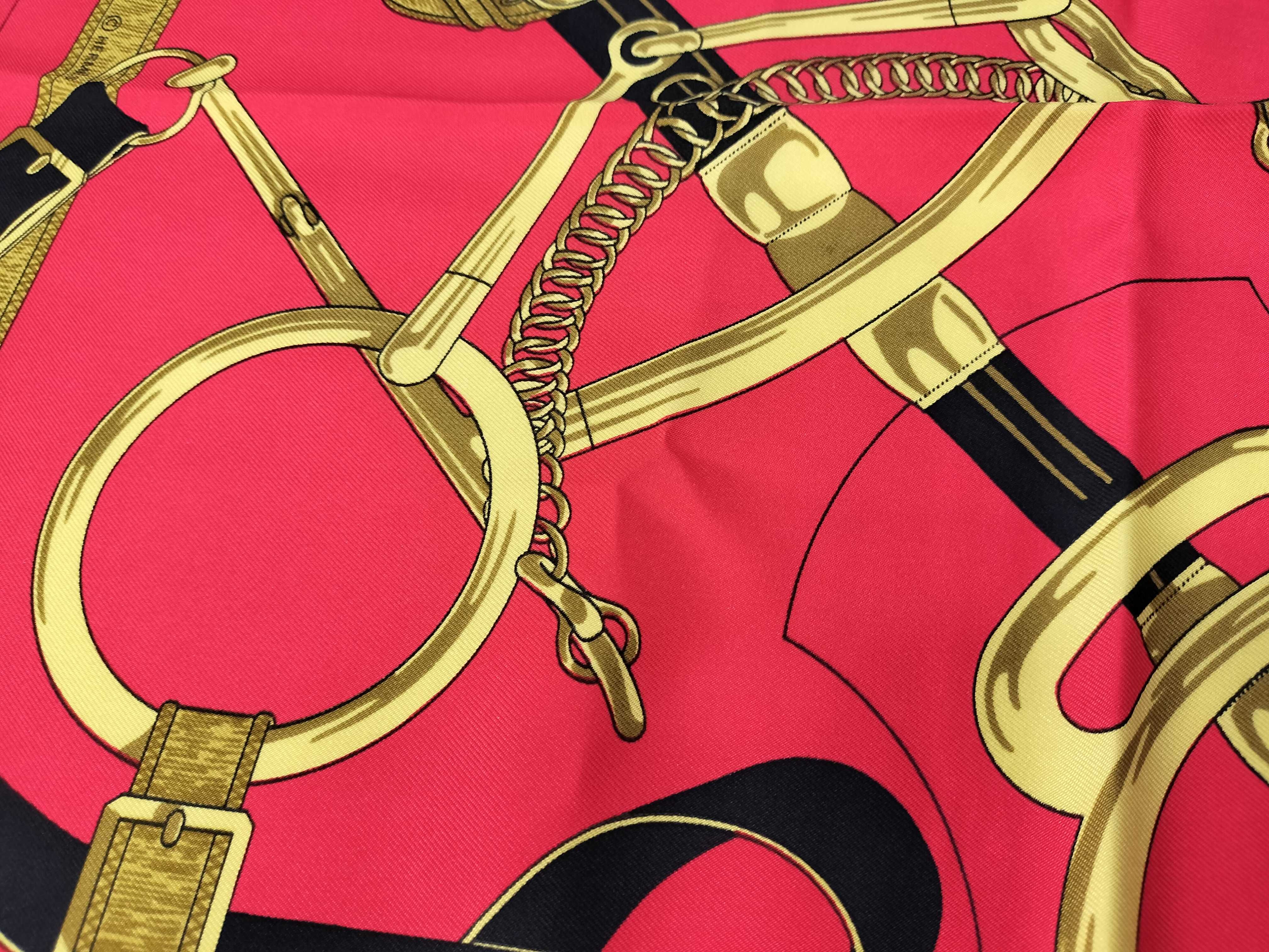 Hermes Eperon d'Or 90cm Silk Scarf in Red and Gold