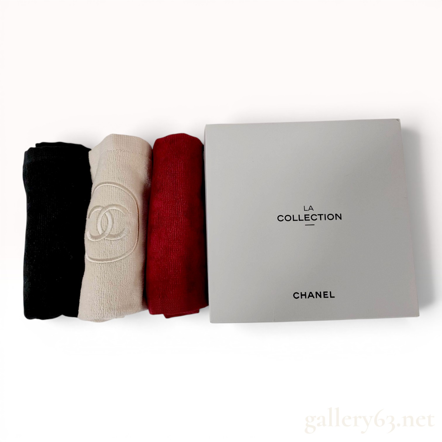 A Trio of Chanel Beaute La Collection Cotton Face Towels in Original Presentation Box
