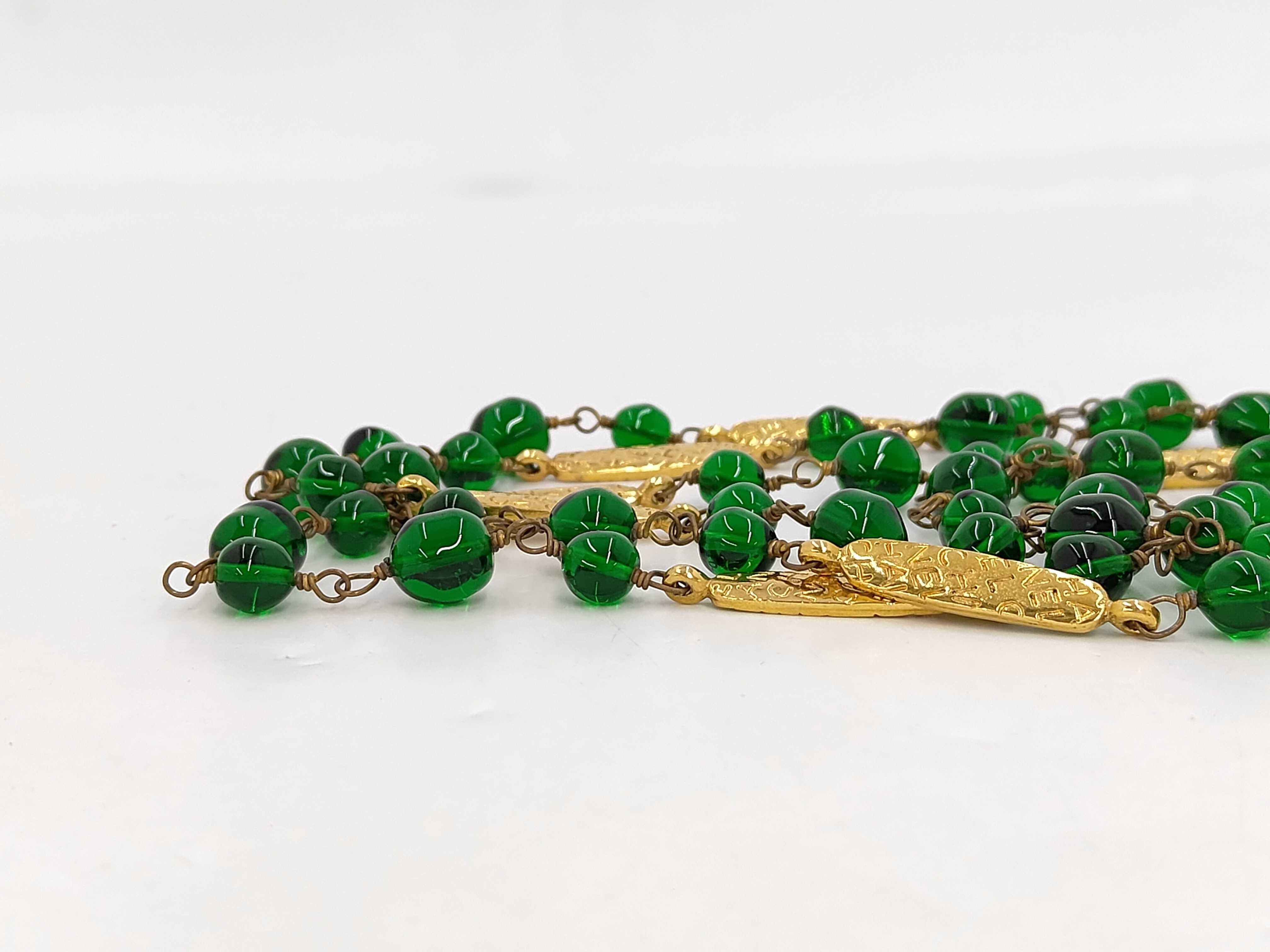An Important Chanel Vintage Gold Plated and Green Gripoix Glass Bead Sautoir Necklace