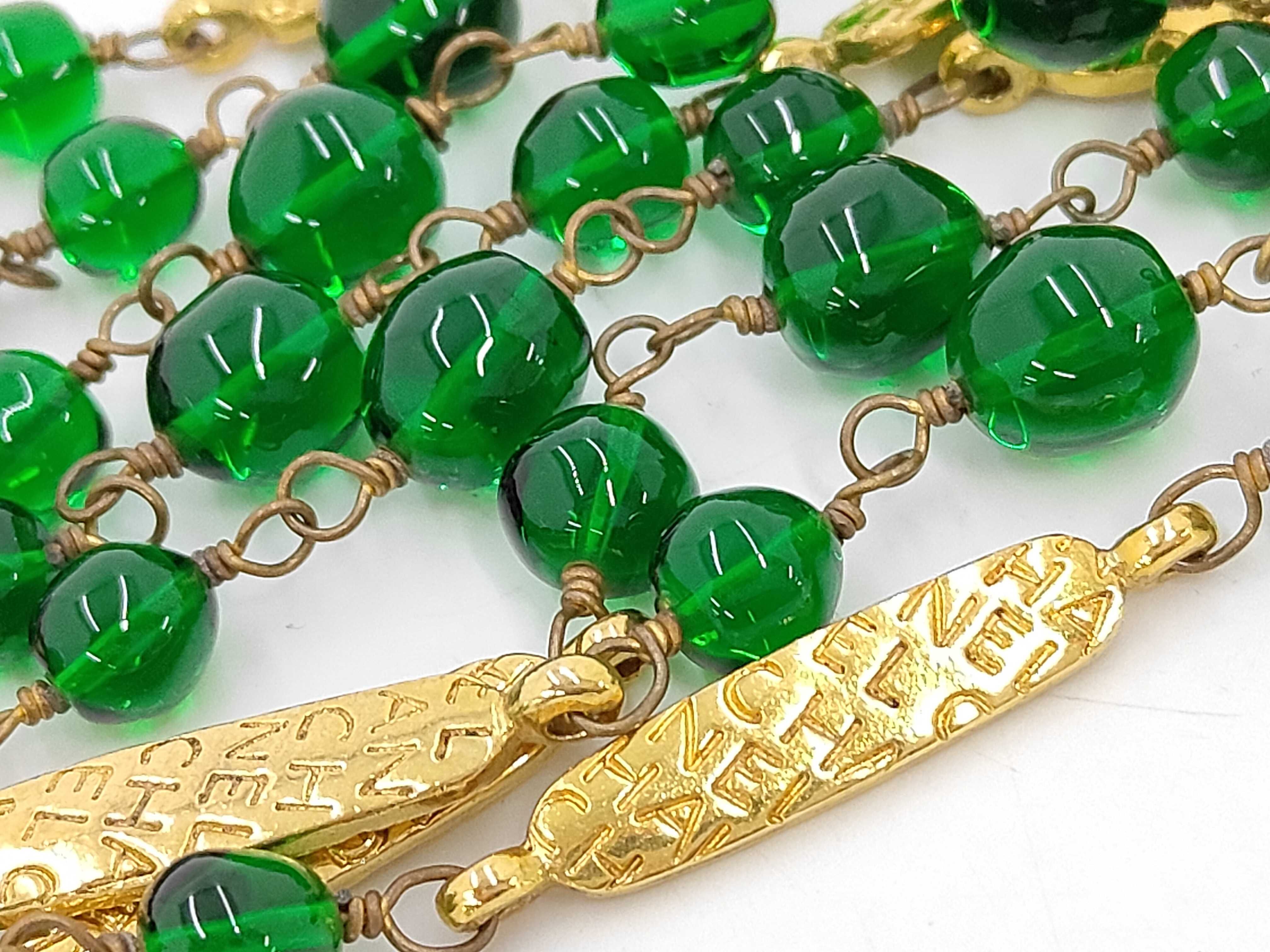 An Important Chanel Vintage Gold Plated and Green Gripoix Glass Bead Sautoir Necklace
