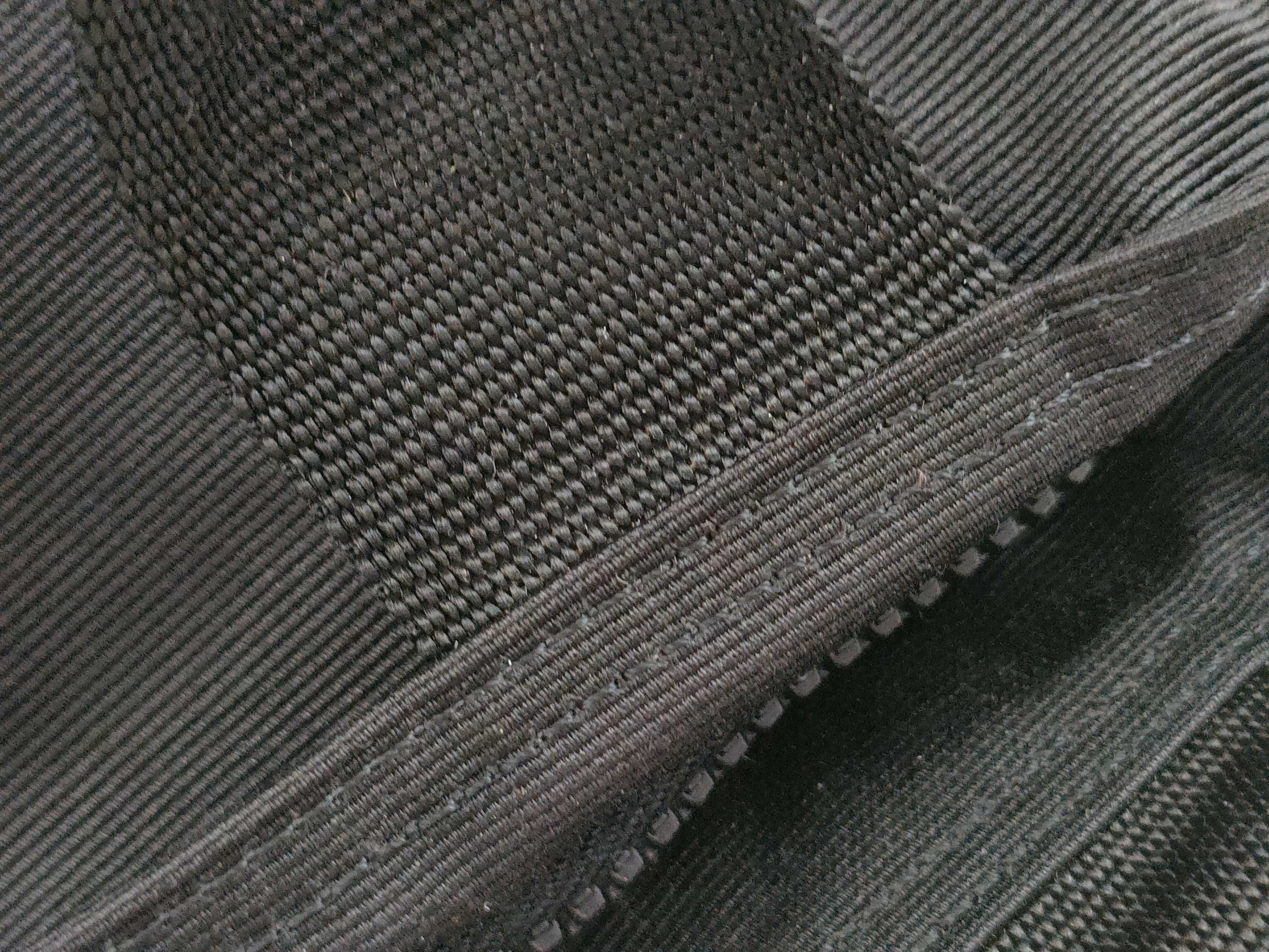 Fendi Black Ribbed Nylon Shopper Tote Bag with Logo Webbing