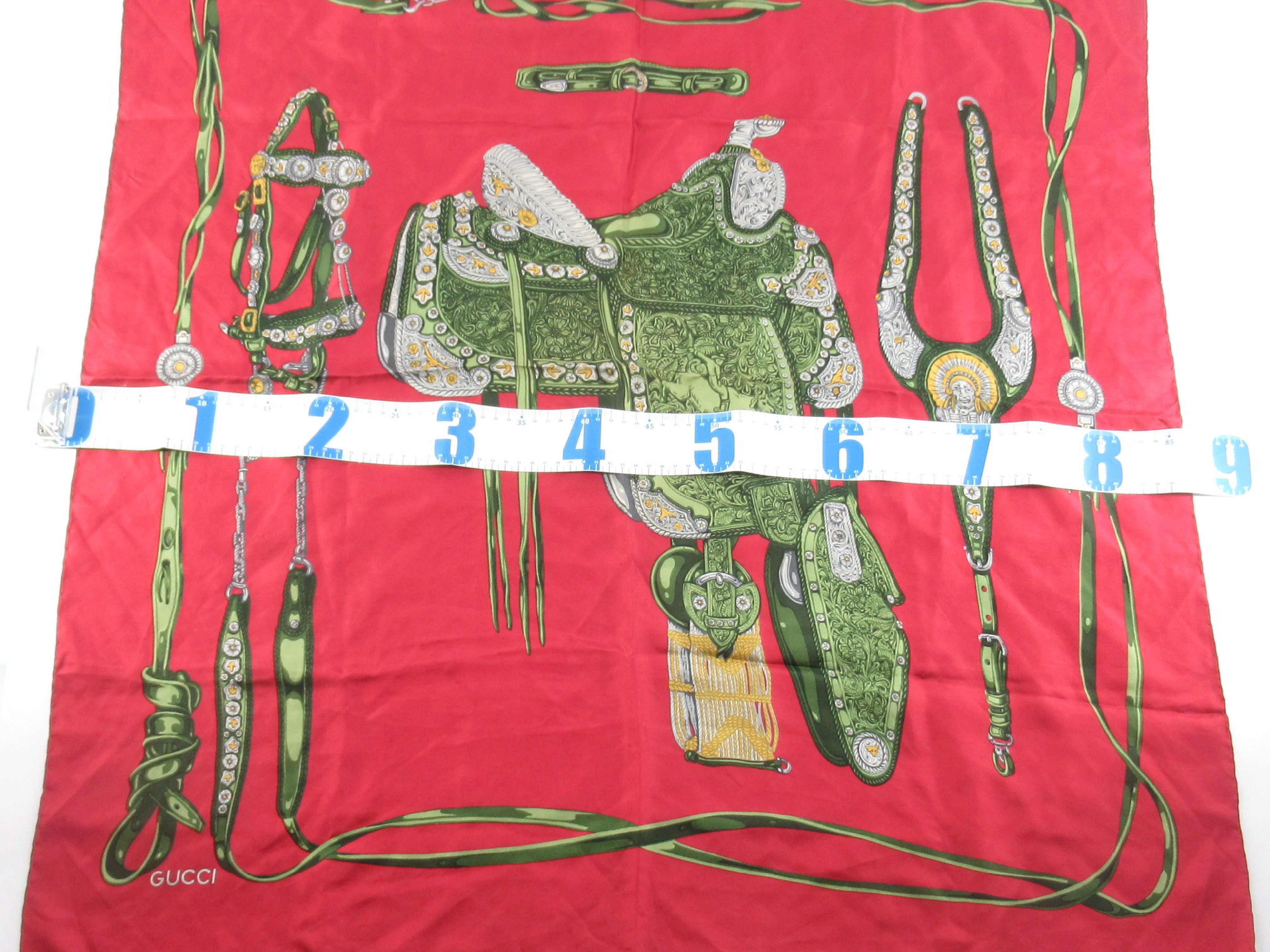 Vintage Gucci Silk Equestrian Motif Scarf
