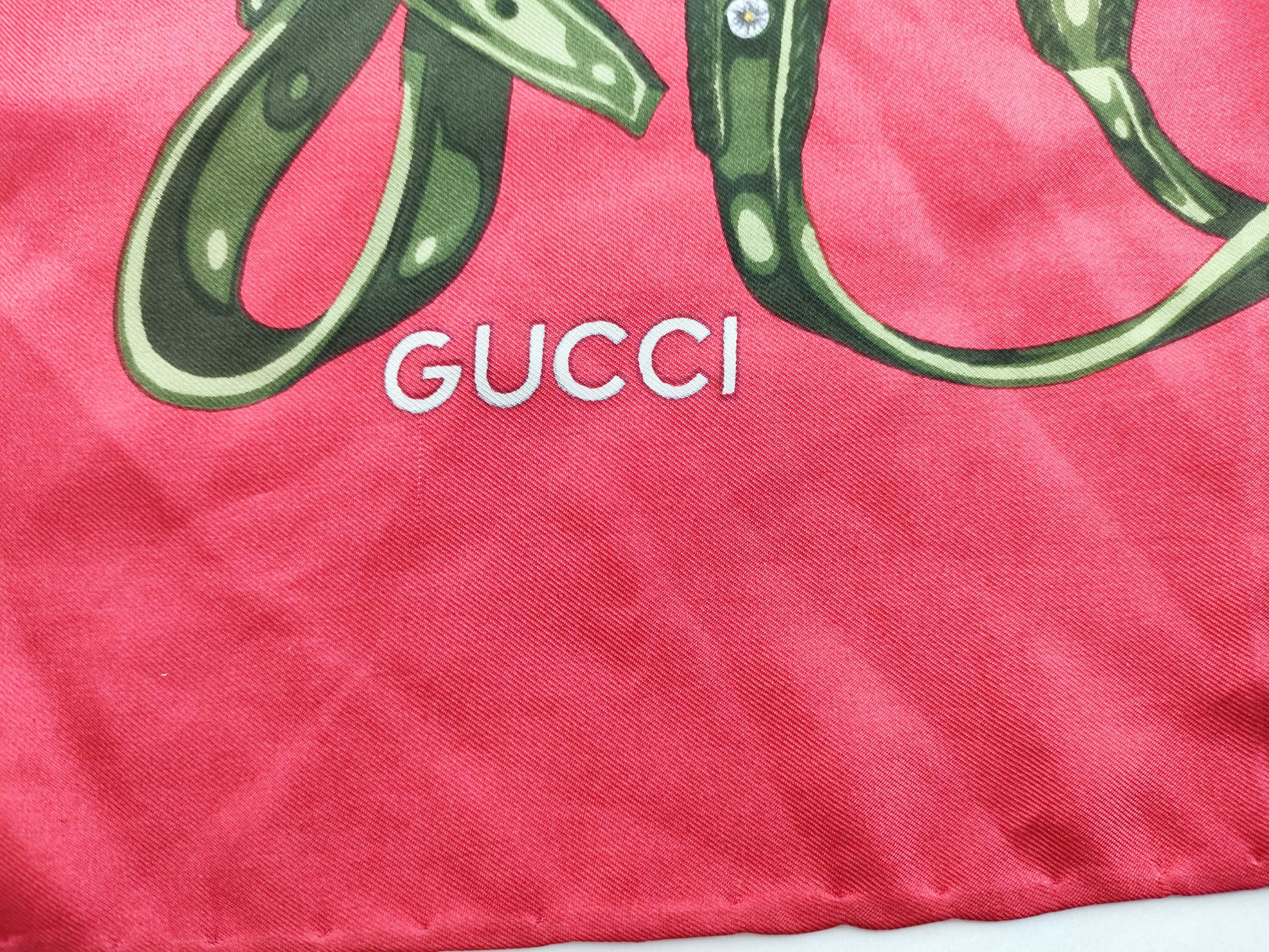 Vintage Gucci Silk Equestrian Motif Scarf