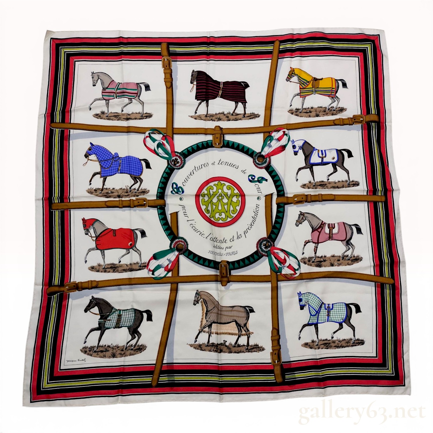 Hermes Couvertures et Tenues de Jour Silk Scarf by Jacques Eudel