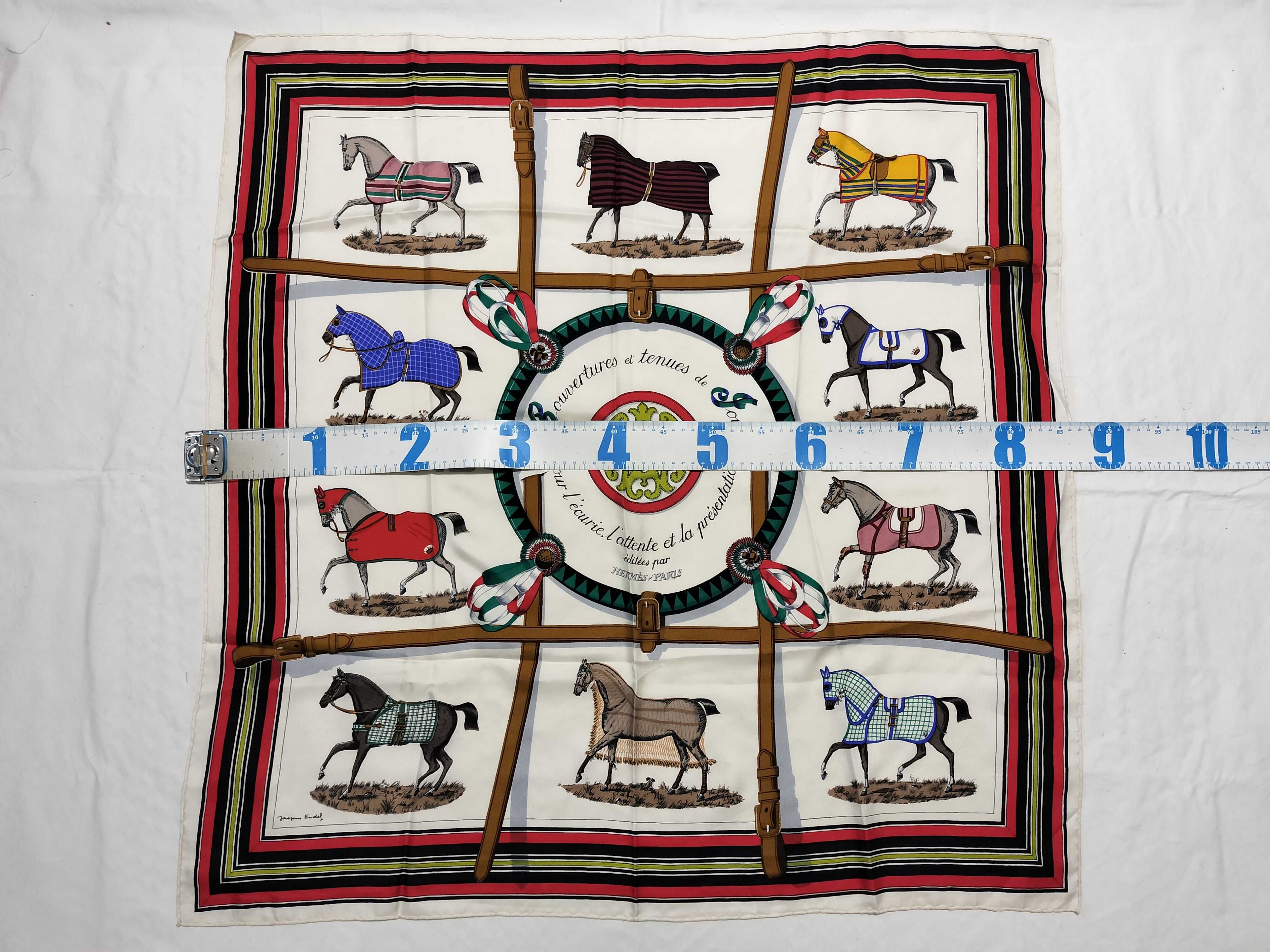 Hermes Couvertures et Tenues de Jour Silk Scarf by Jacques Eudel