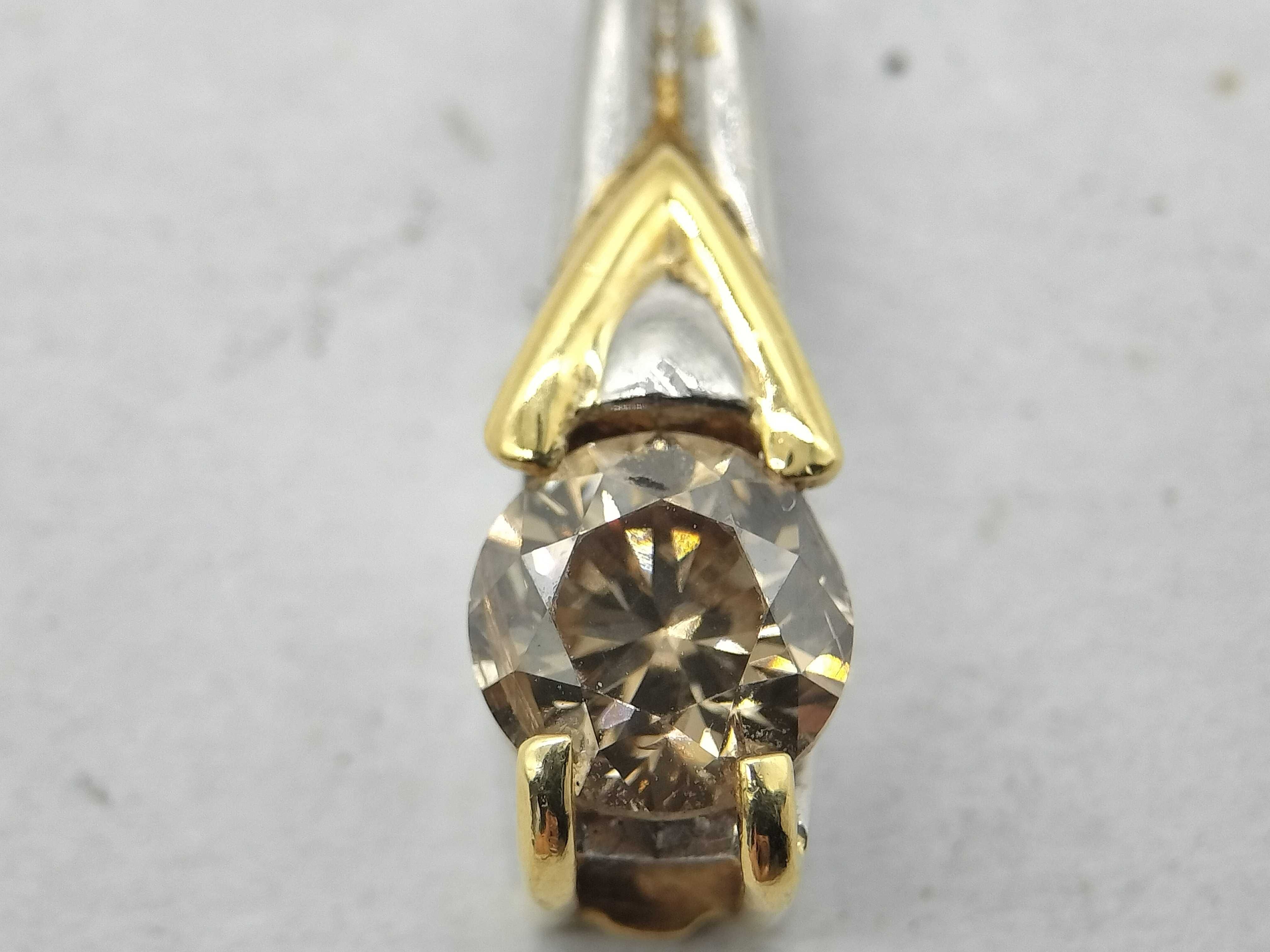 Pt900 Platinum and 18K Yellow Gold Brown Diamond Slide Pendant
