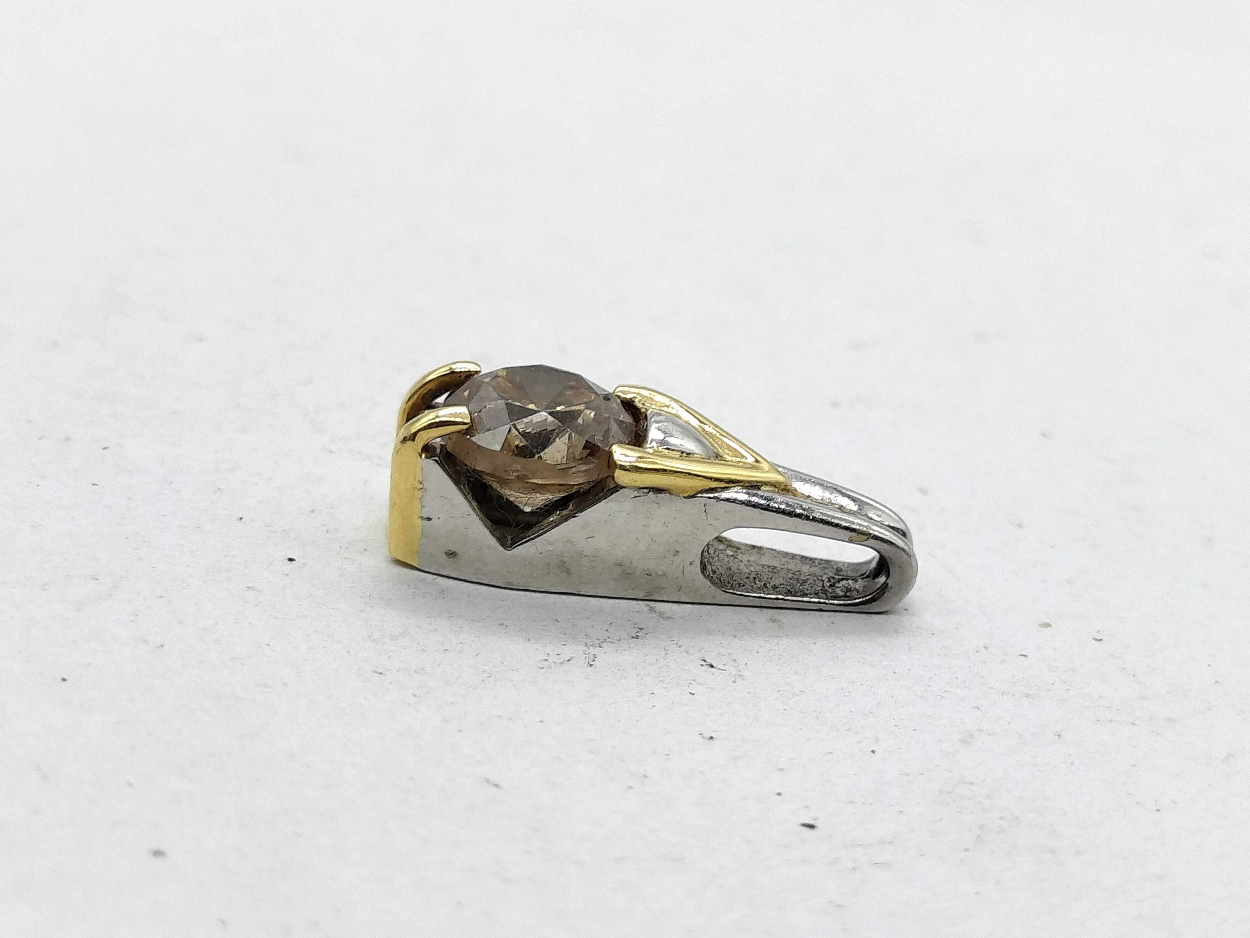 Pt900 Platinum and 18K Yellow Gold Brown Diamond Slide Pendant