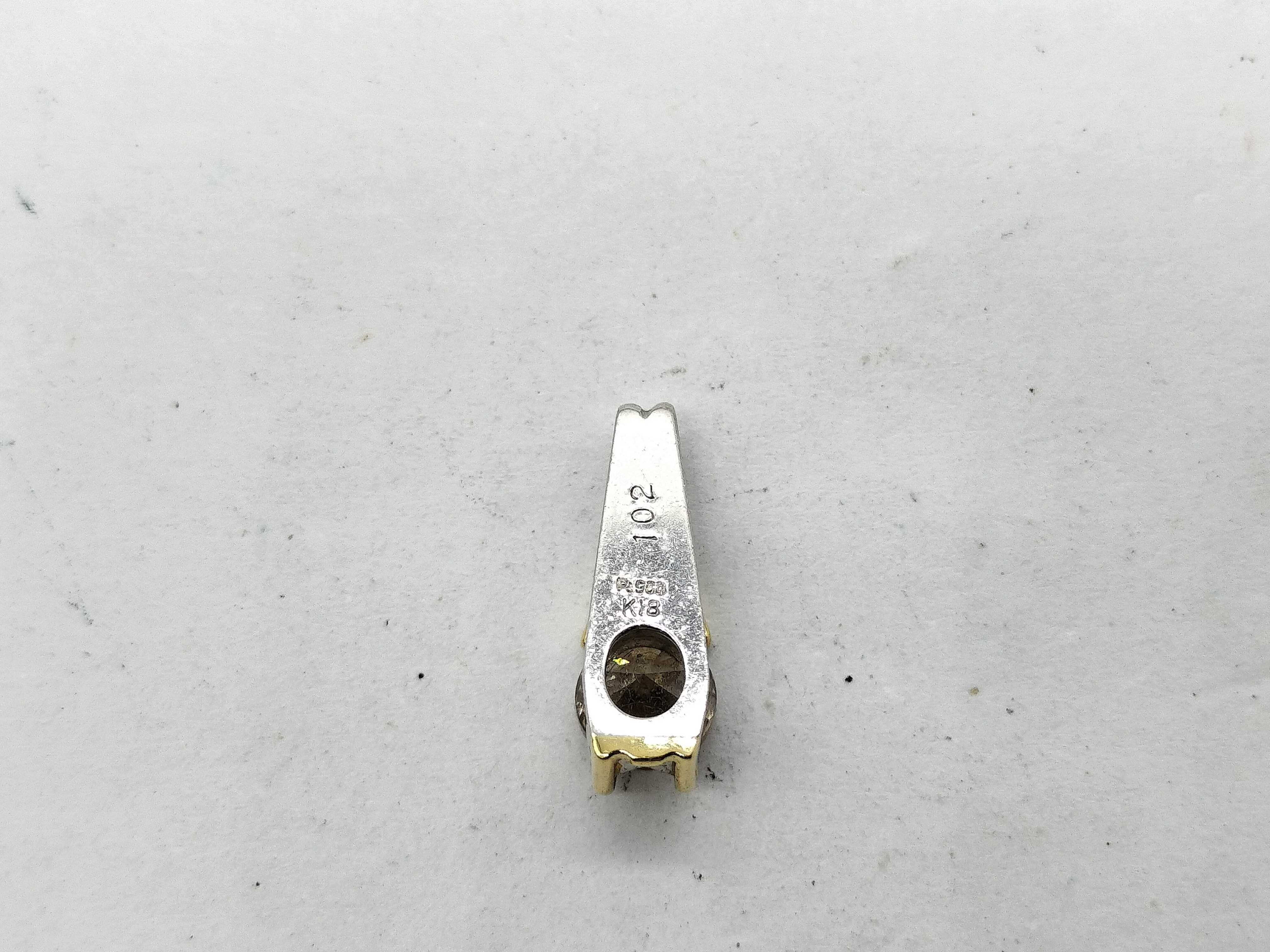 Pt900 Platinum and 18K Yellow Gold Brown Diamond Slide Pendant
