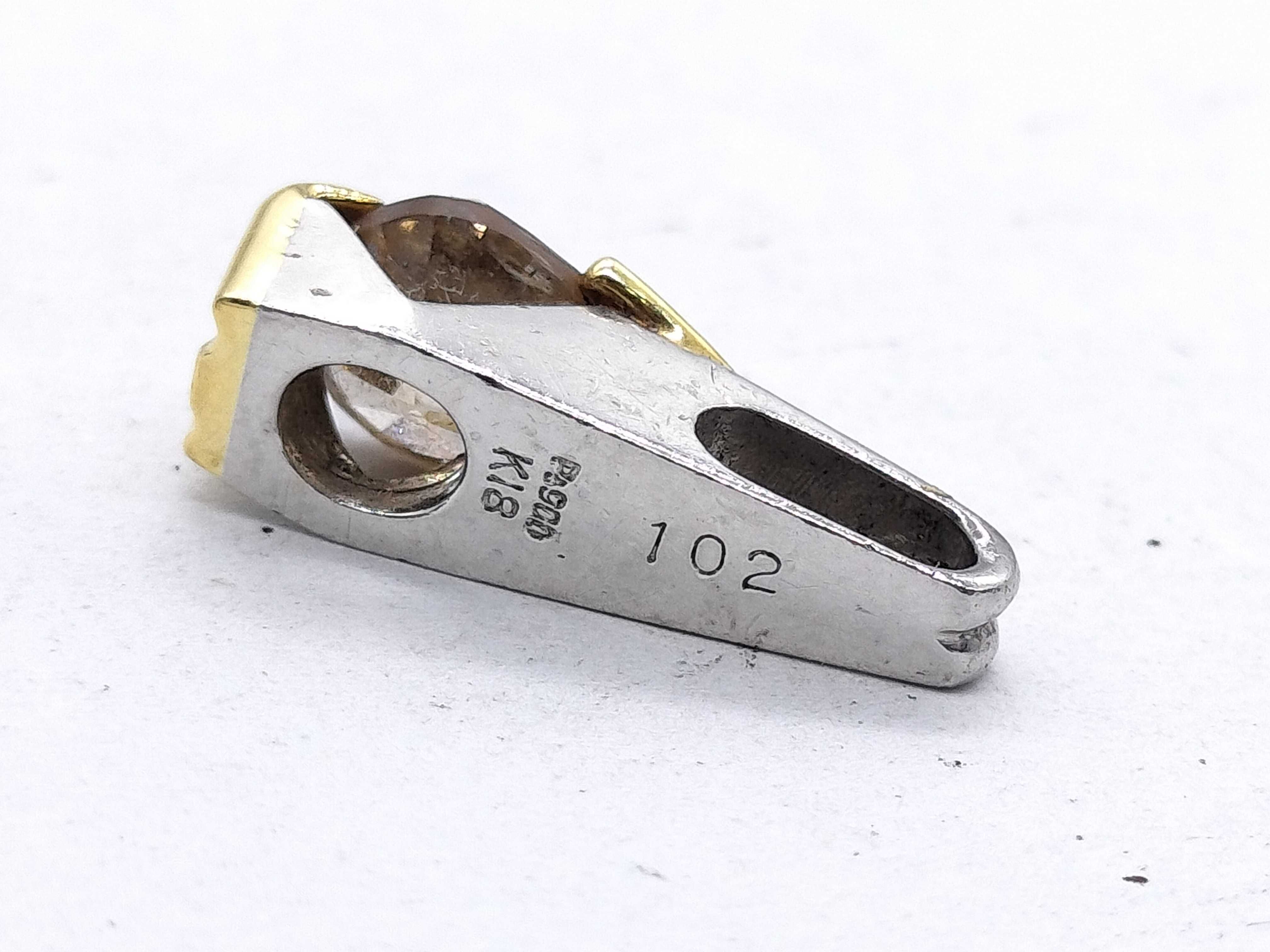 Pt900 Platinum and 18K Yellow Gold Brown Diamond Slide Pendant