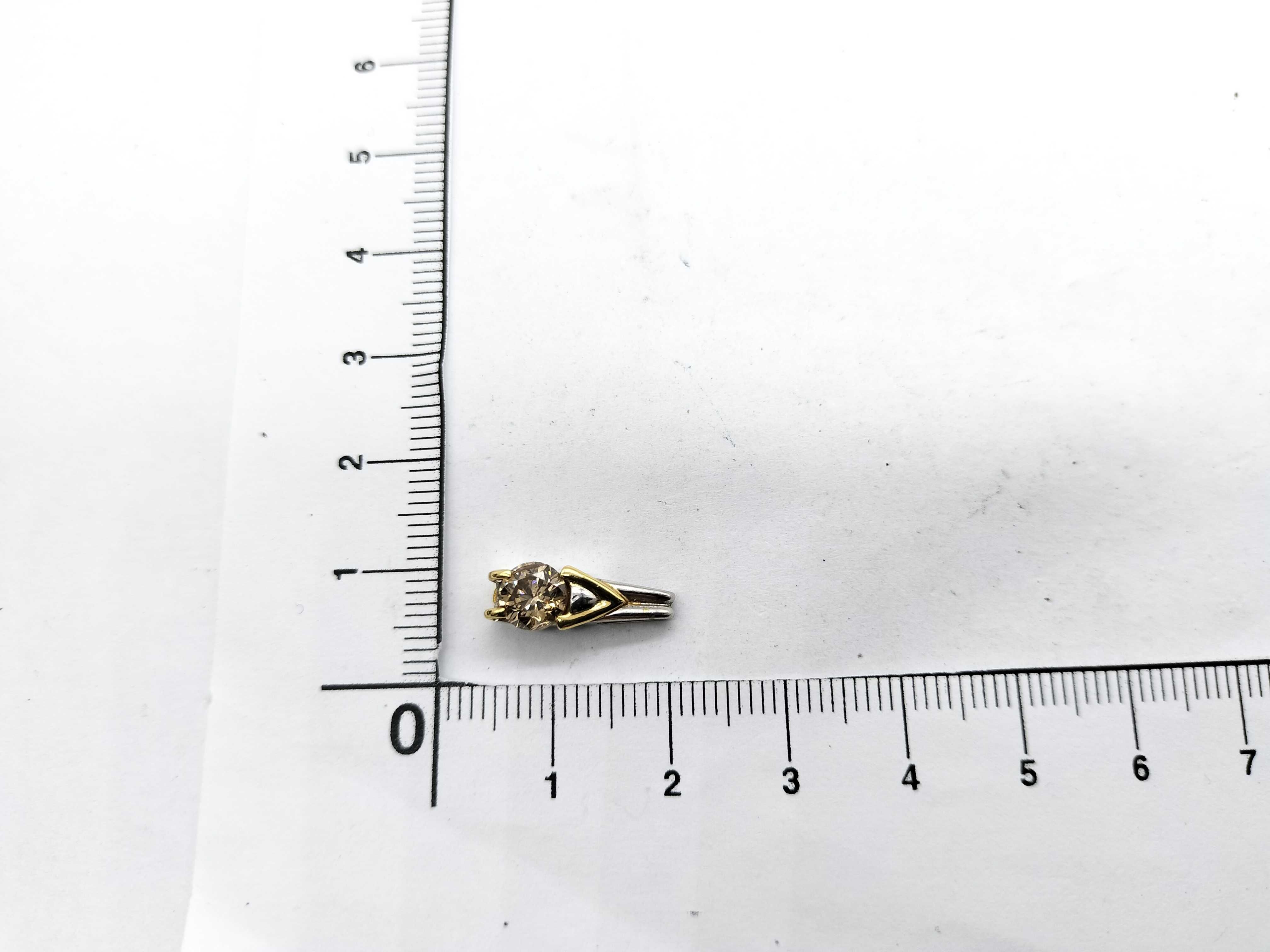 Pt900 Platinum and 18K Yellow Gold Brown Diamond Slide Pendant