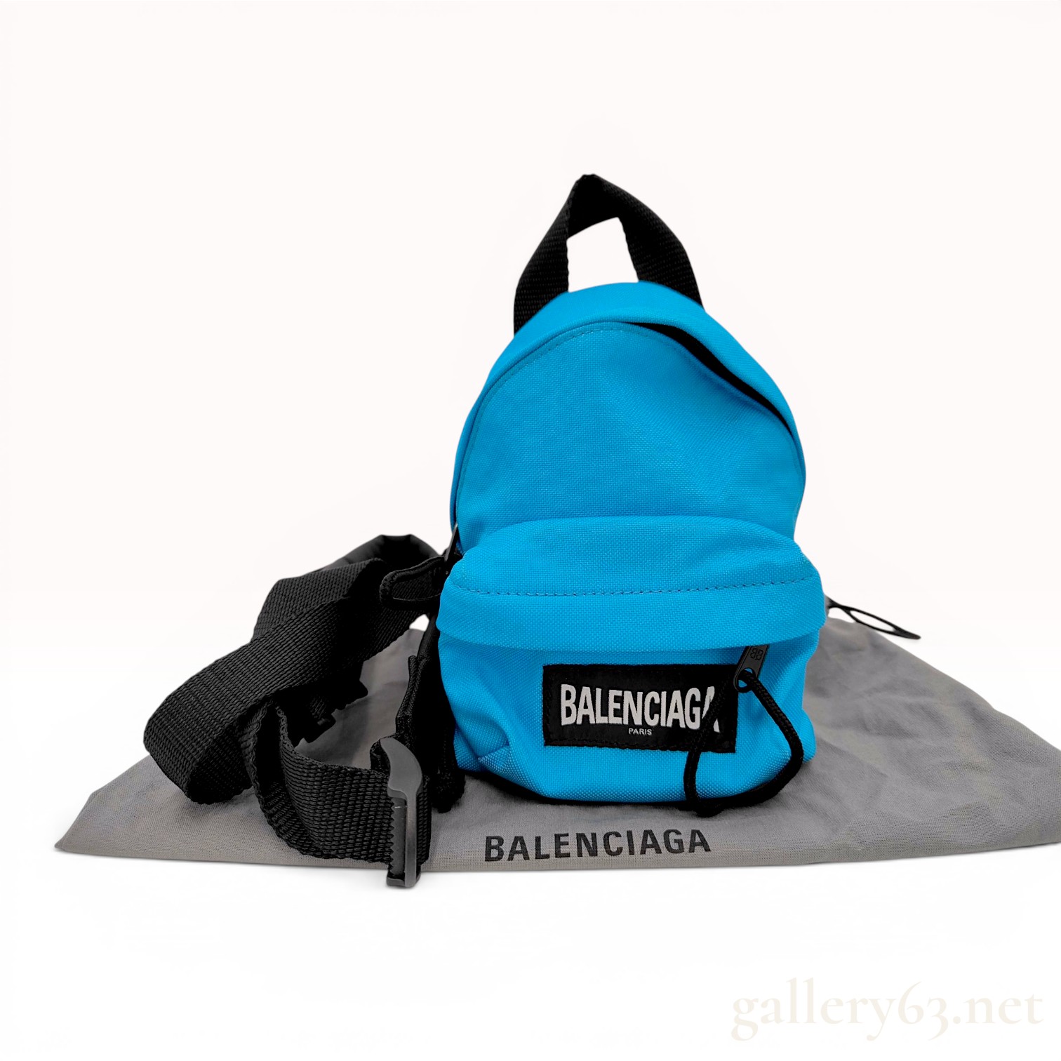 Balenciaga Bright Blue Nylon Oversized Mini Backpack Crossbody Bag