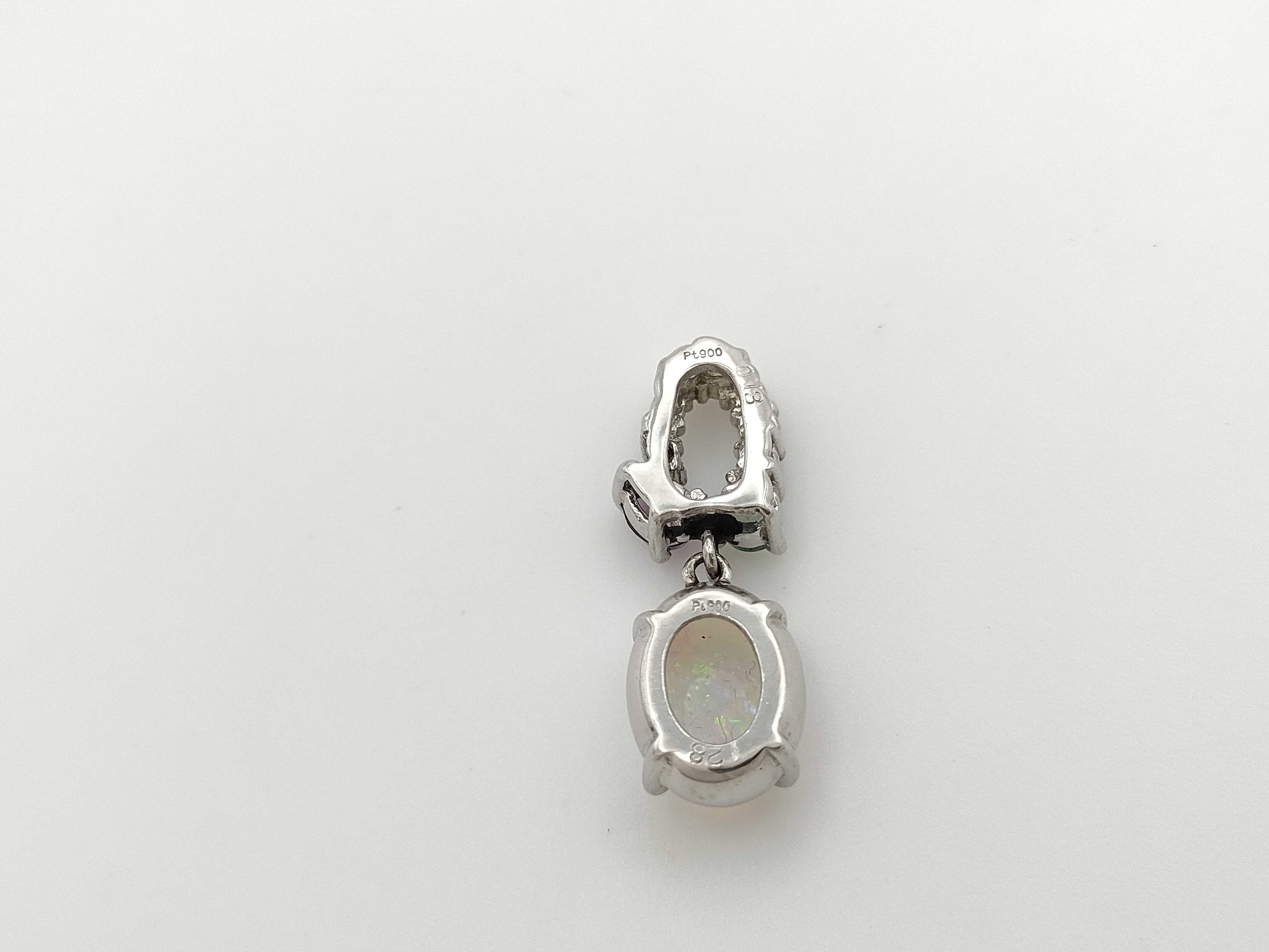 Platinum 1.28ct Opal, Amethyst, Aquamarine & Diamond Pendant