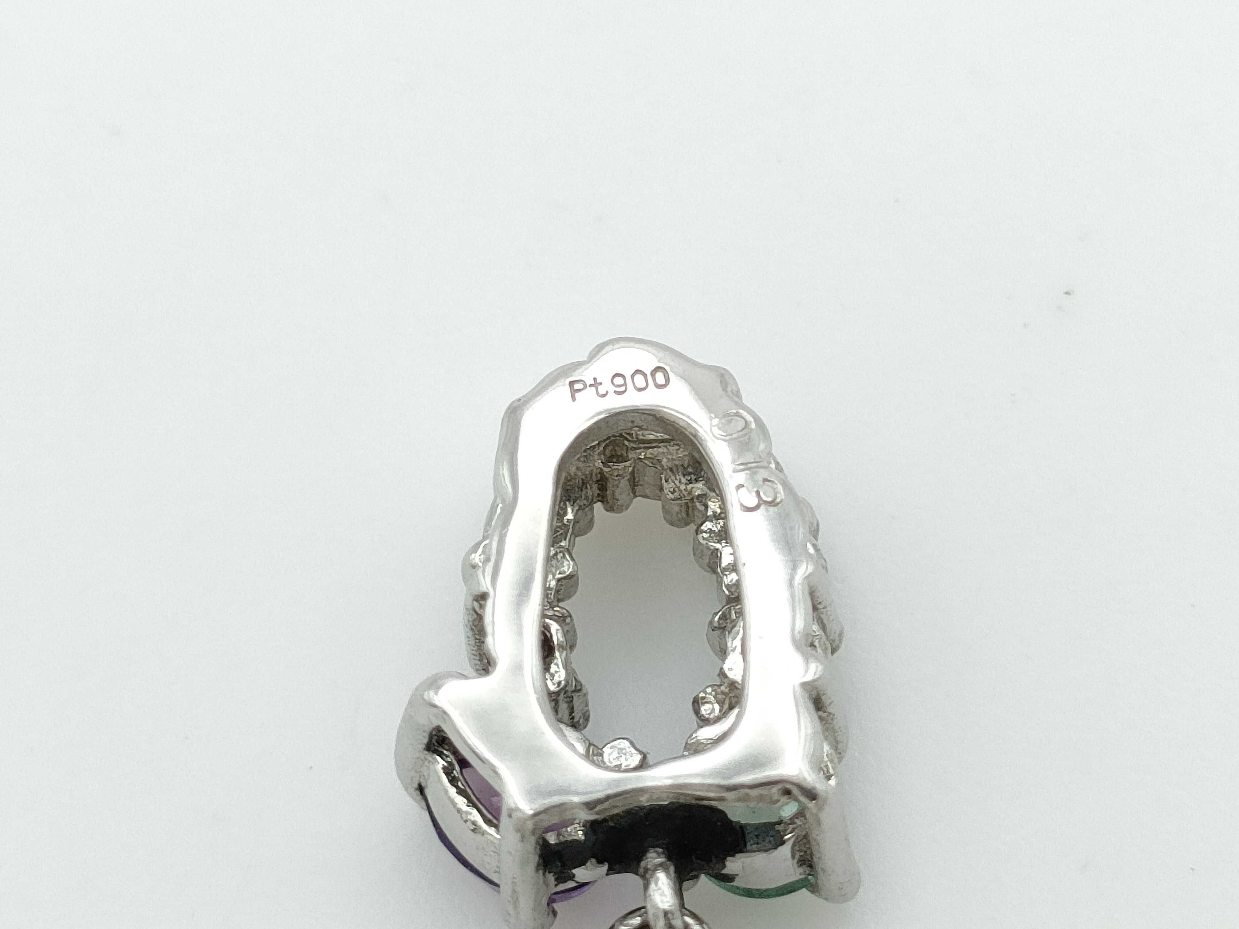 Platinum 1.28ct Opal, Amethyst, Aquamarine & Diamond Pendant