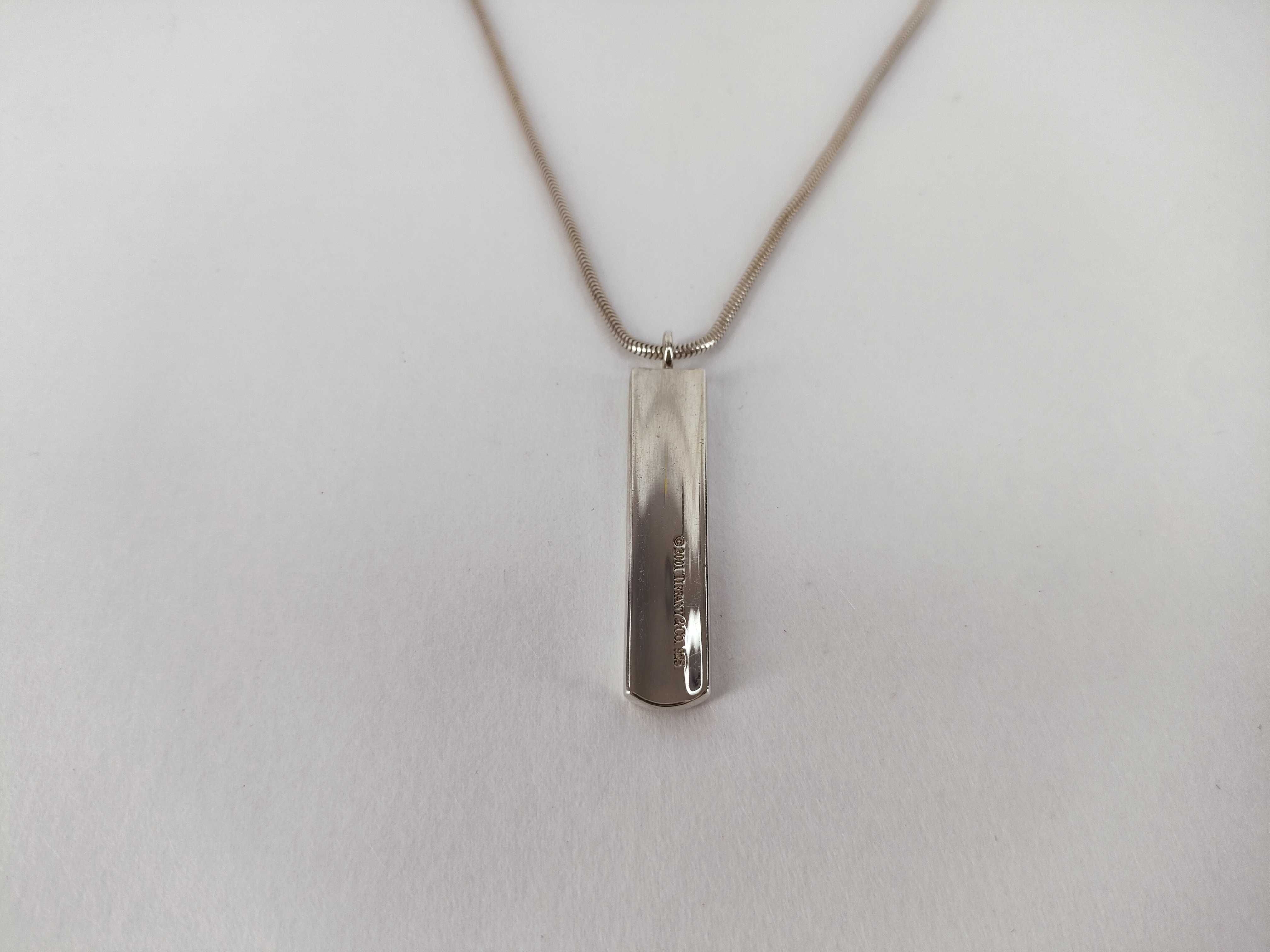 Tiffany and Co 1837 Sterling Silver Bar Pendant Necklace