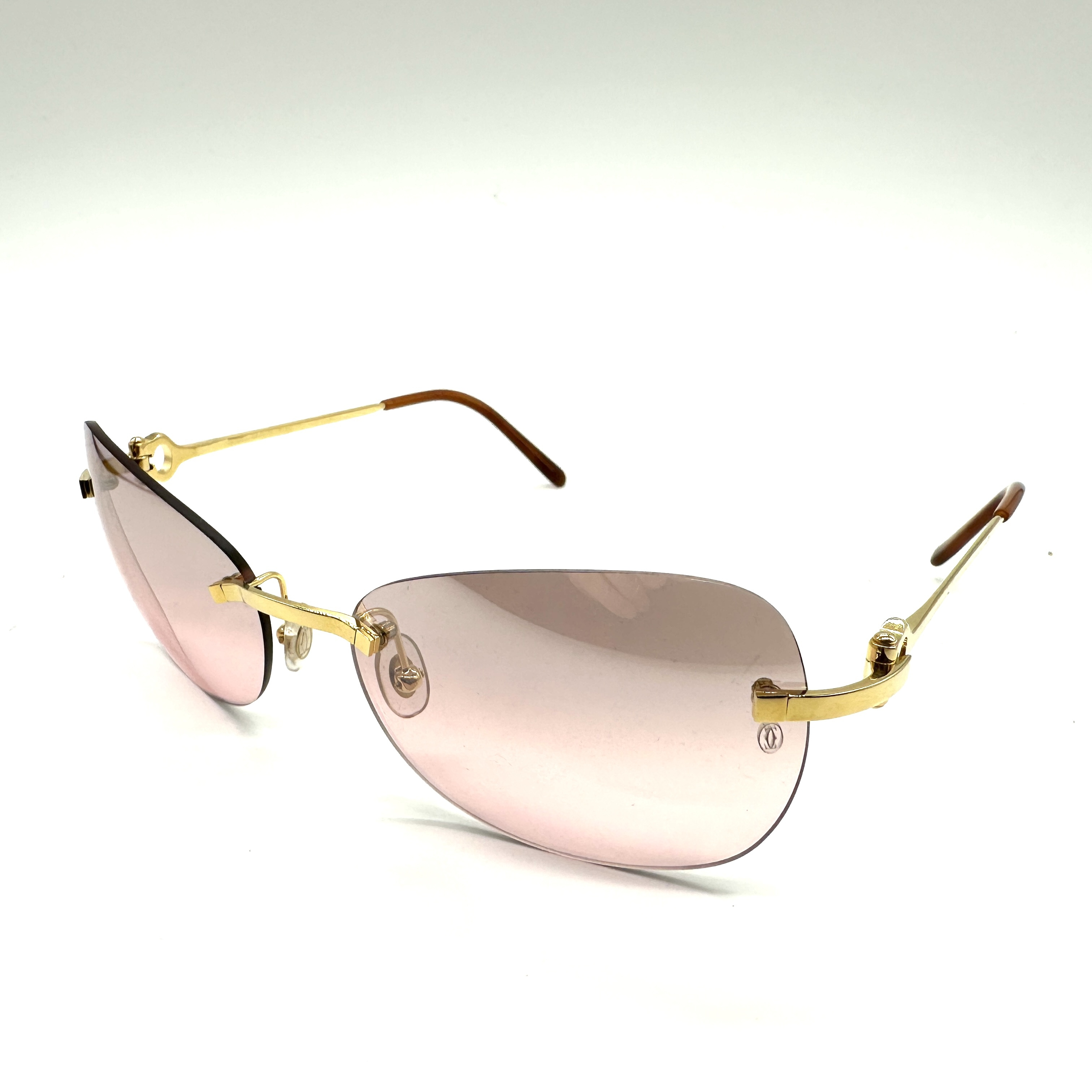 Cartier C Decor Gold-Tone Rimless Sunglasses with Original Packaging