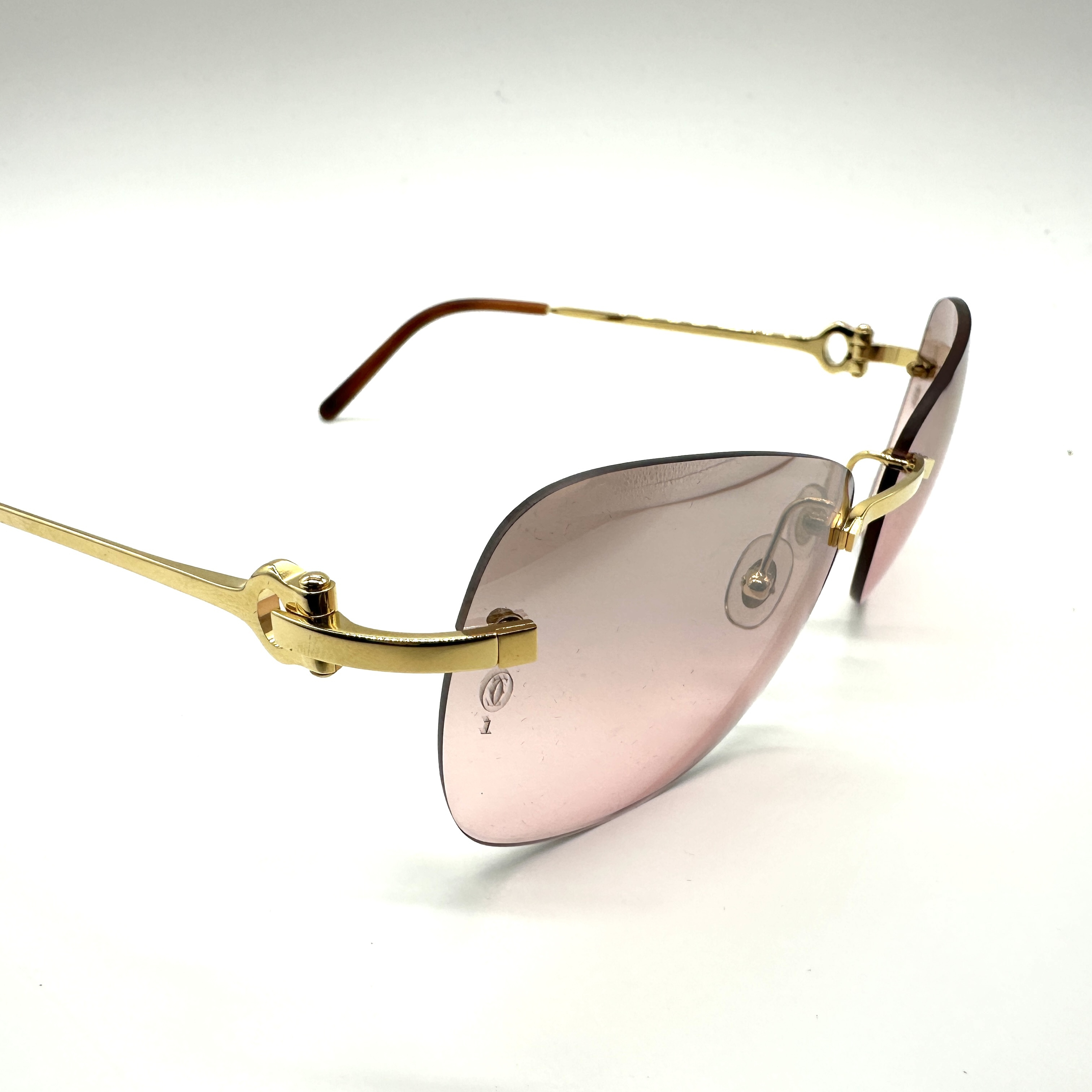 Cartier C Decor Gold-Tone Rimless Sunglasses with Original Packaging