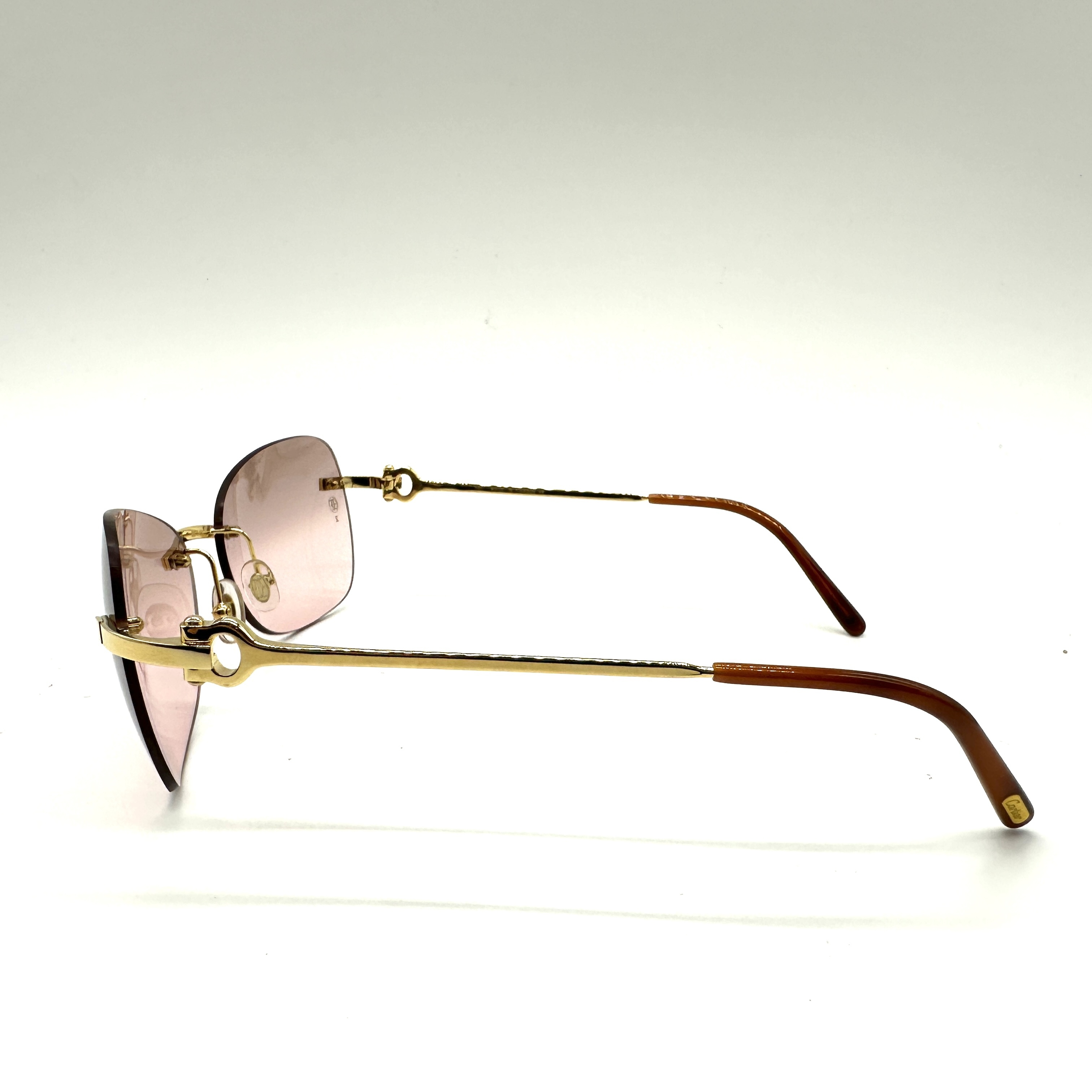 Cartier C Decor Gold-Tone Rimless Sunglasses with Original Packaging