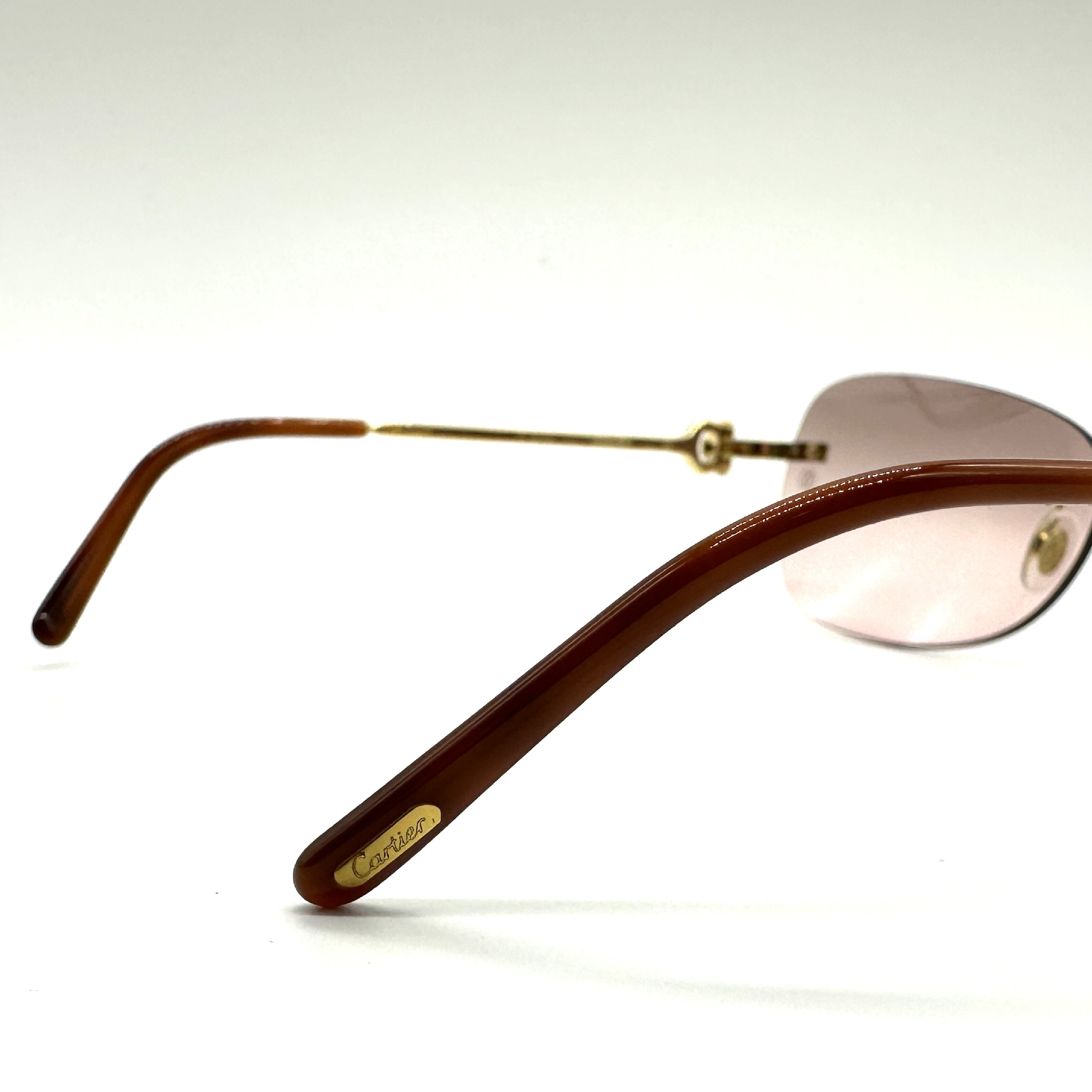 Cartier C Decor Gold-Tone Rimless Sunglasses with Original Packaging
