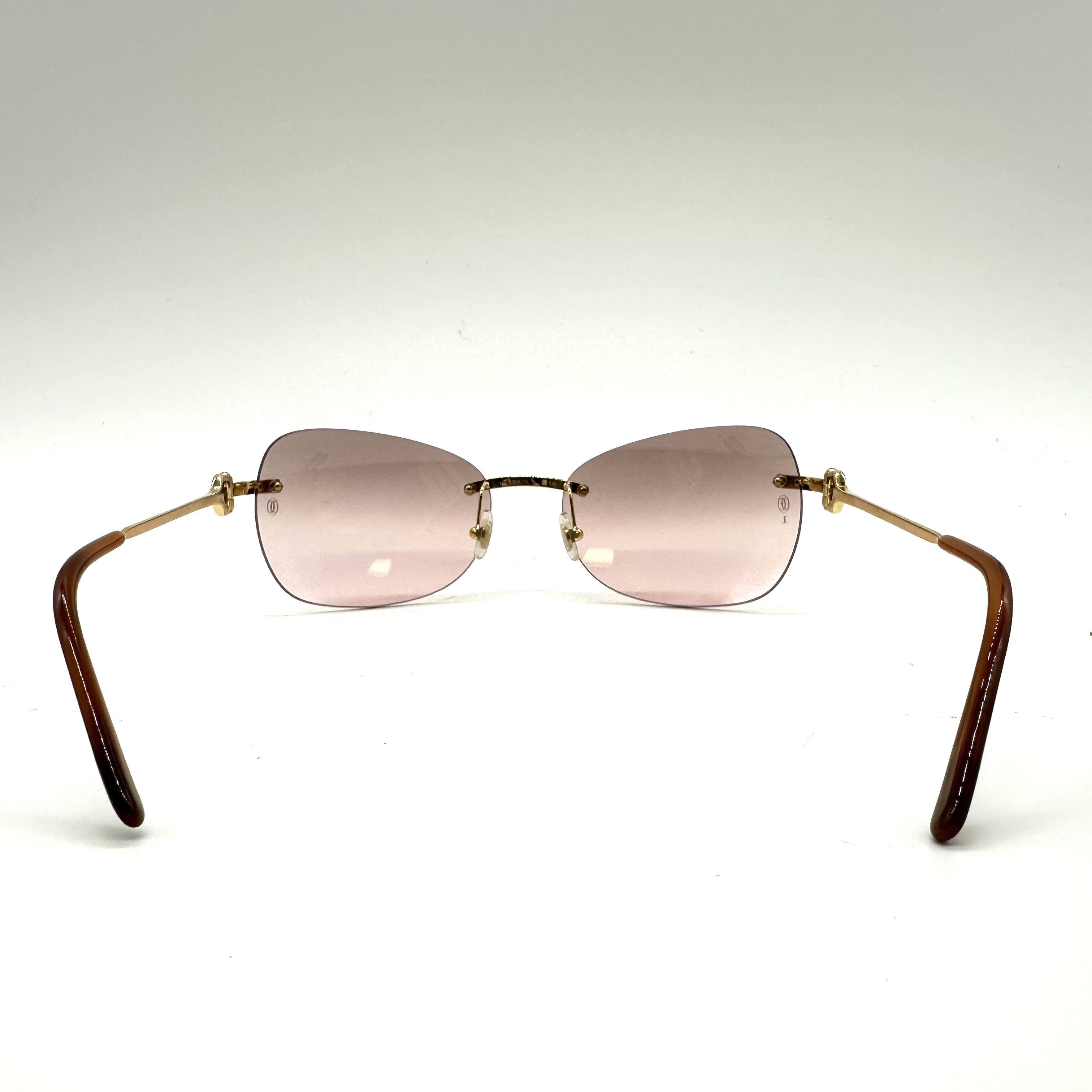Cartier C Decor Gold-Tone Rimless Sunglasses with Original Packaging