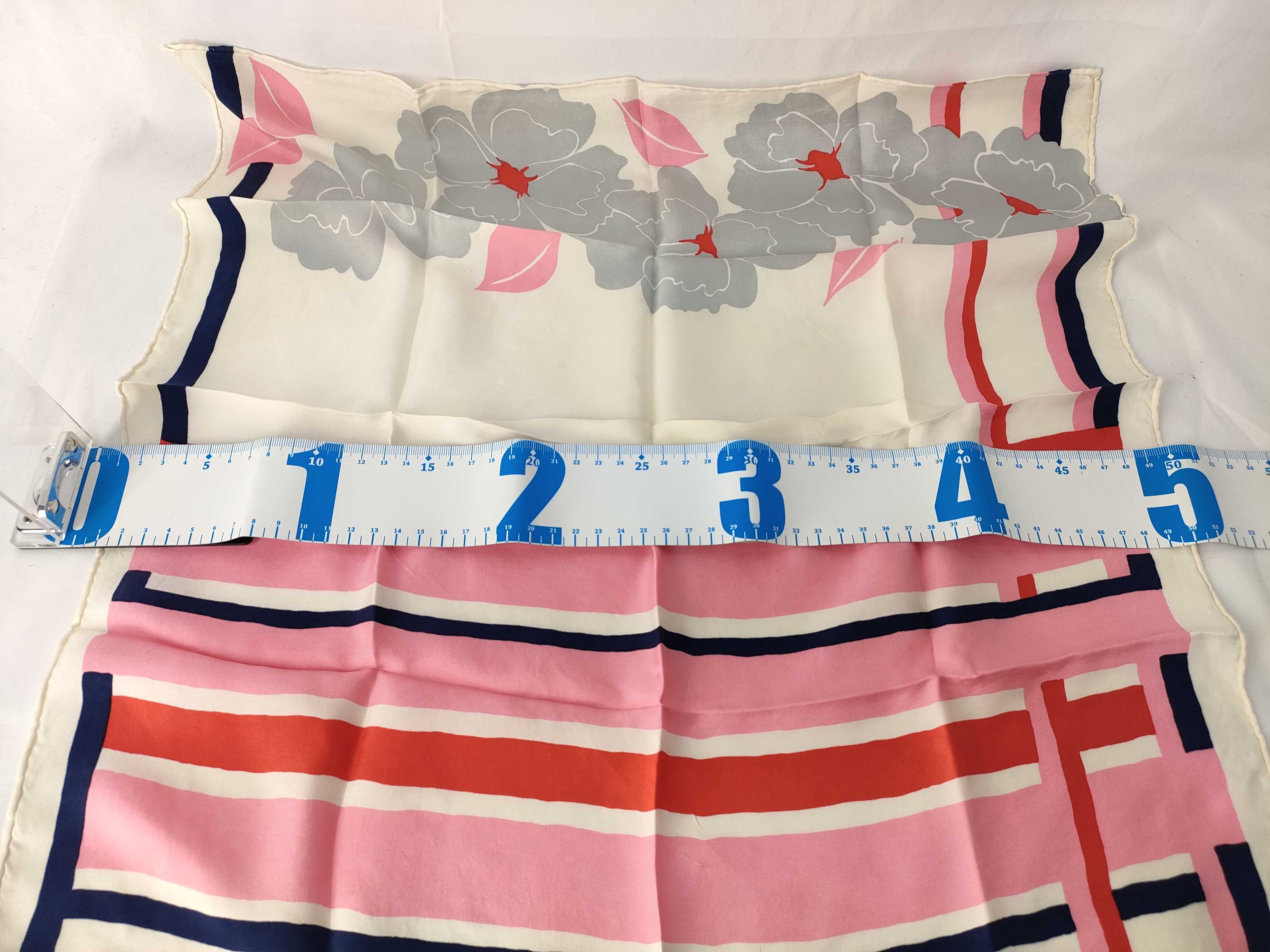 Christian Dior Floral and Geometric Stripe Silk Scarf