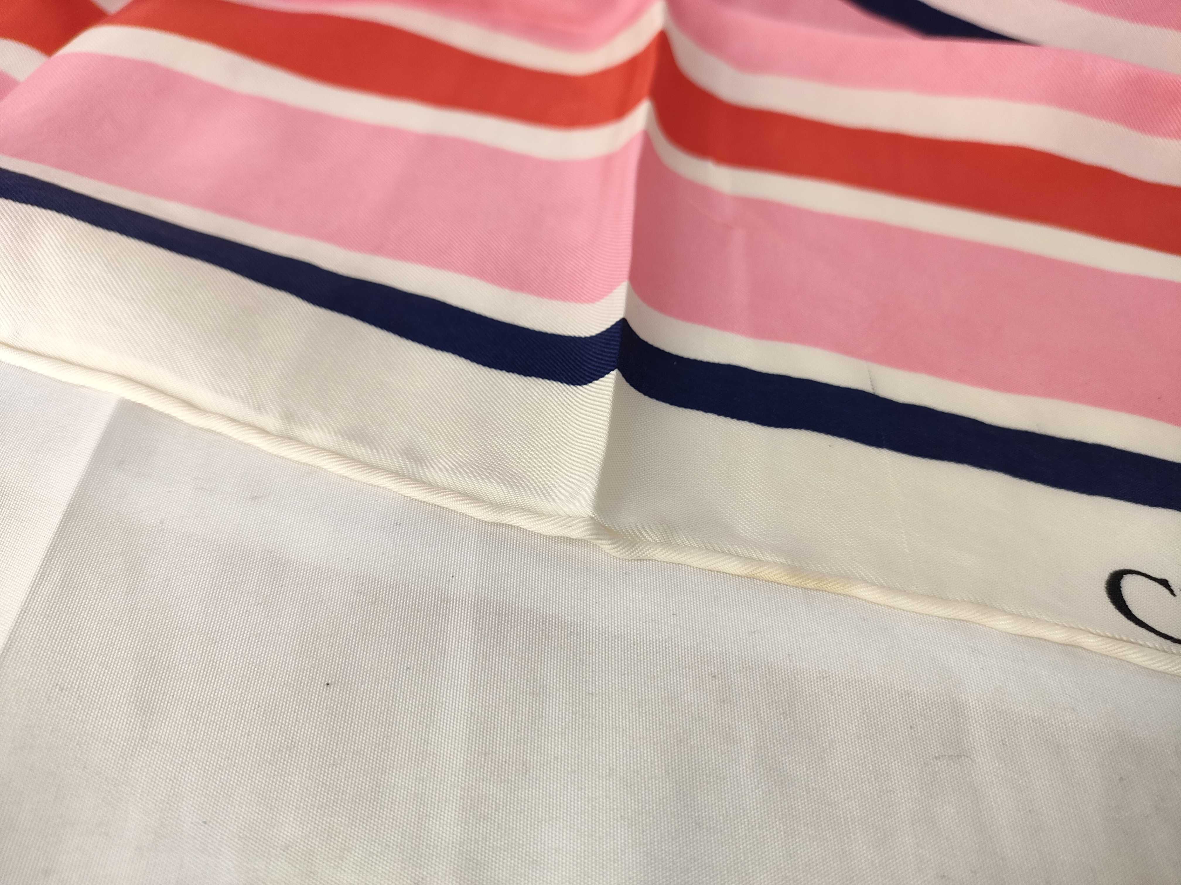 Christian Dior Floral and Geometric Stripe Silk Scarf