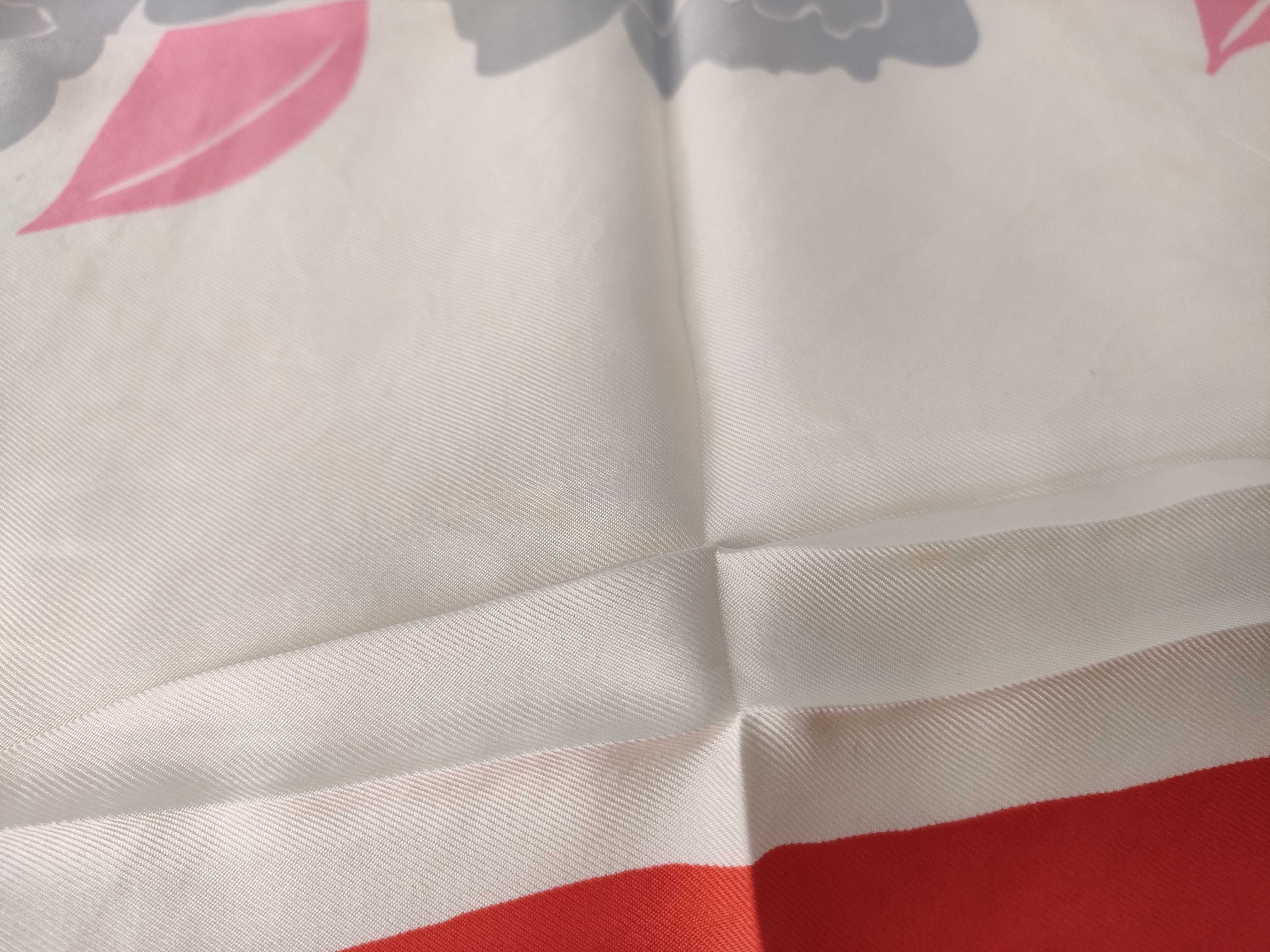 Christian Dior Floral and Geometric Stripe Silk Scarf