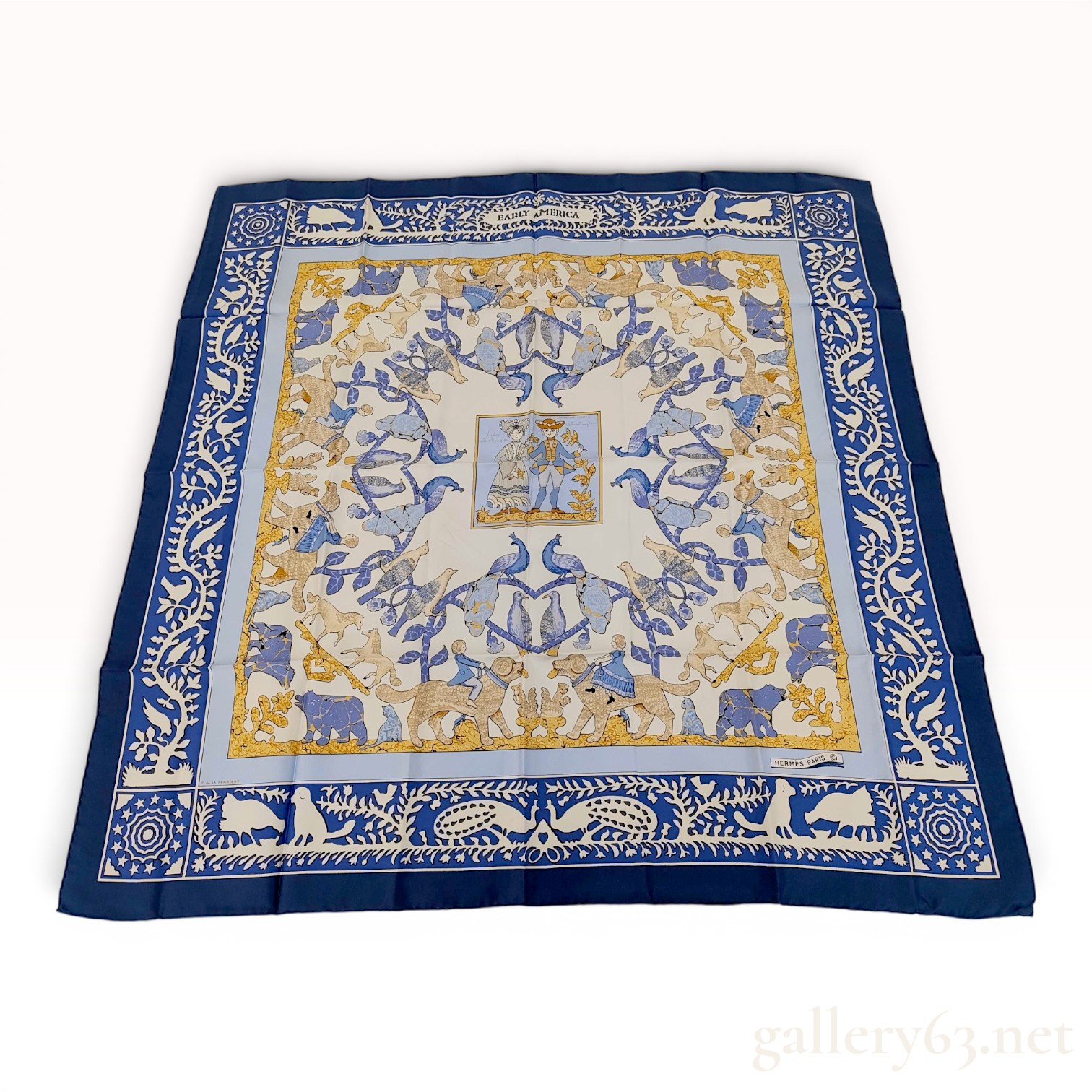 Hermes Early America Silk Scarf by Francoise de la Perriere
