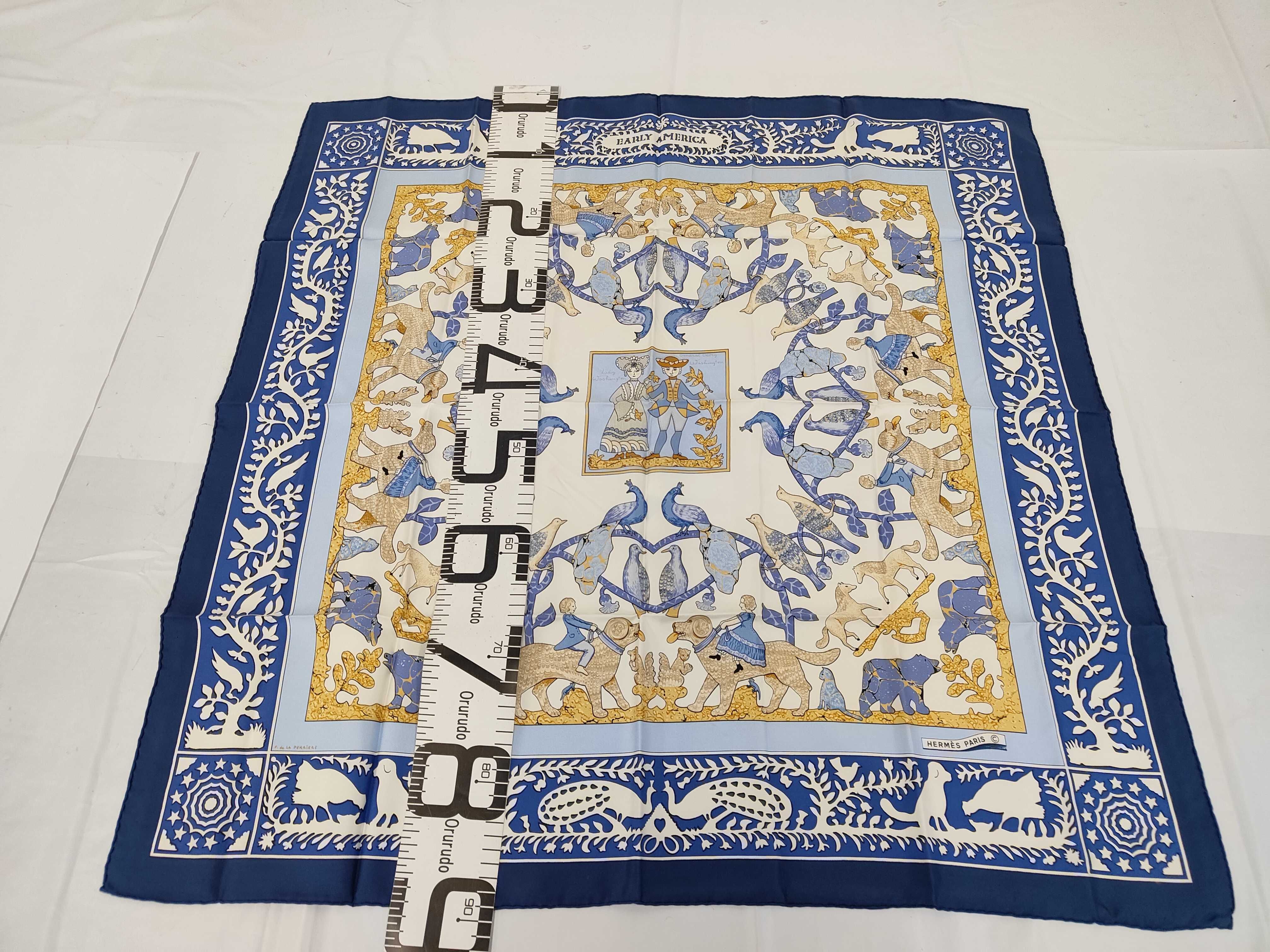 Hermes Early America Silk Scarf by Francoise de la Perriere