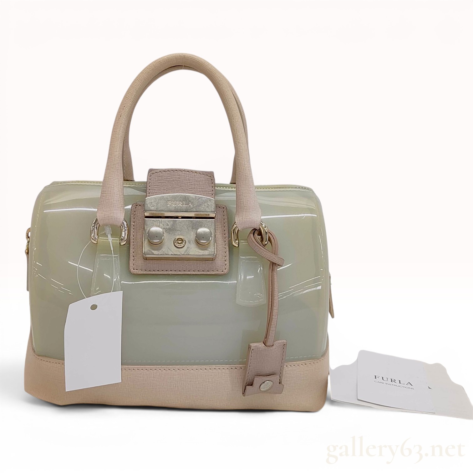 Furla Candy Satchel with Leather Trim and Mint Green PVC