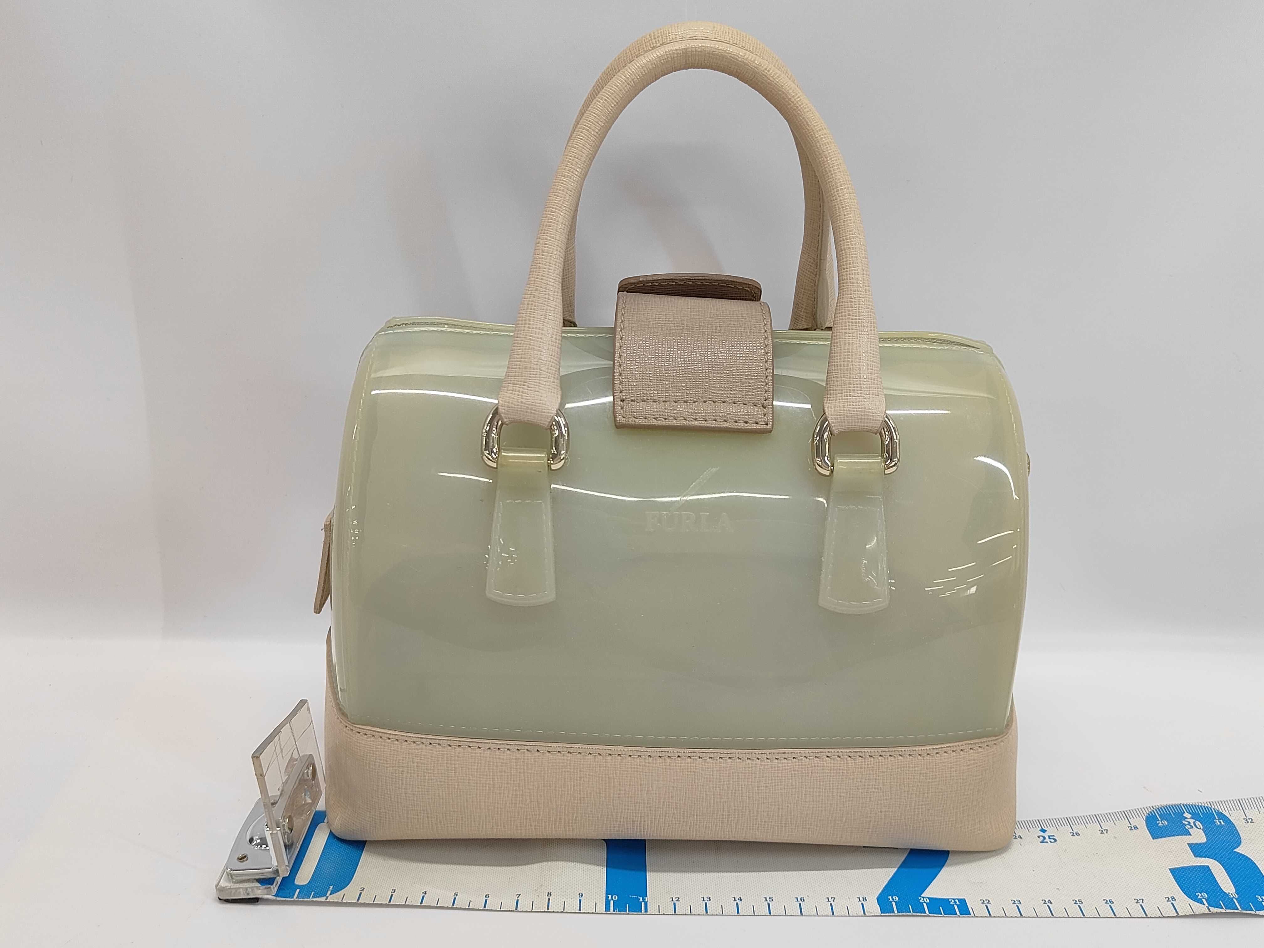 Furla Candy Satchel with Leather Trim and Mint Green PVC