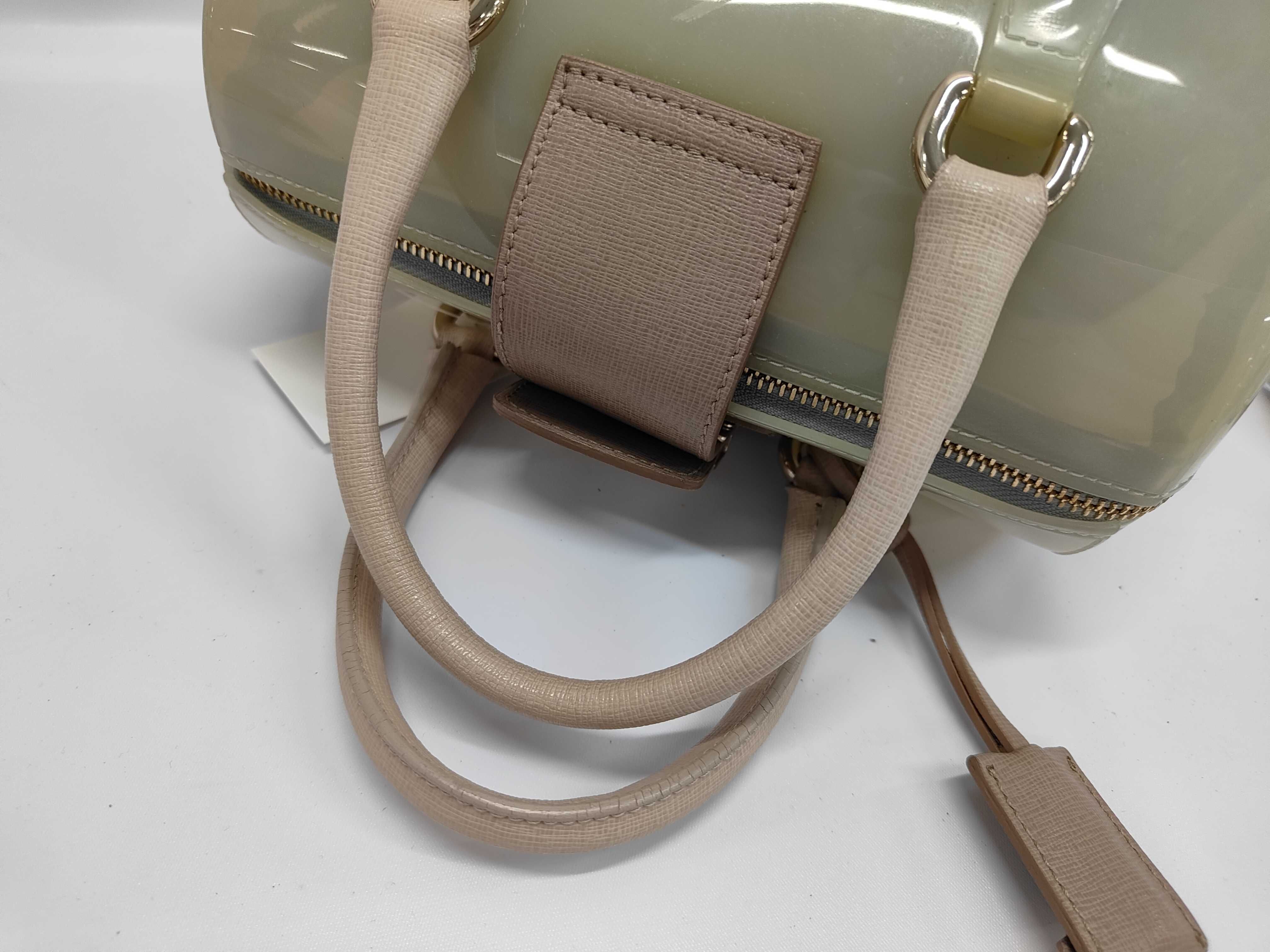 Furla Candy Satchel with Leather Trim and Mint Green PVC