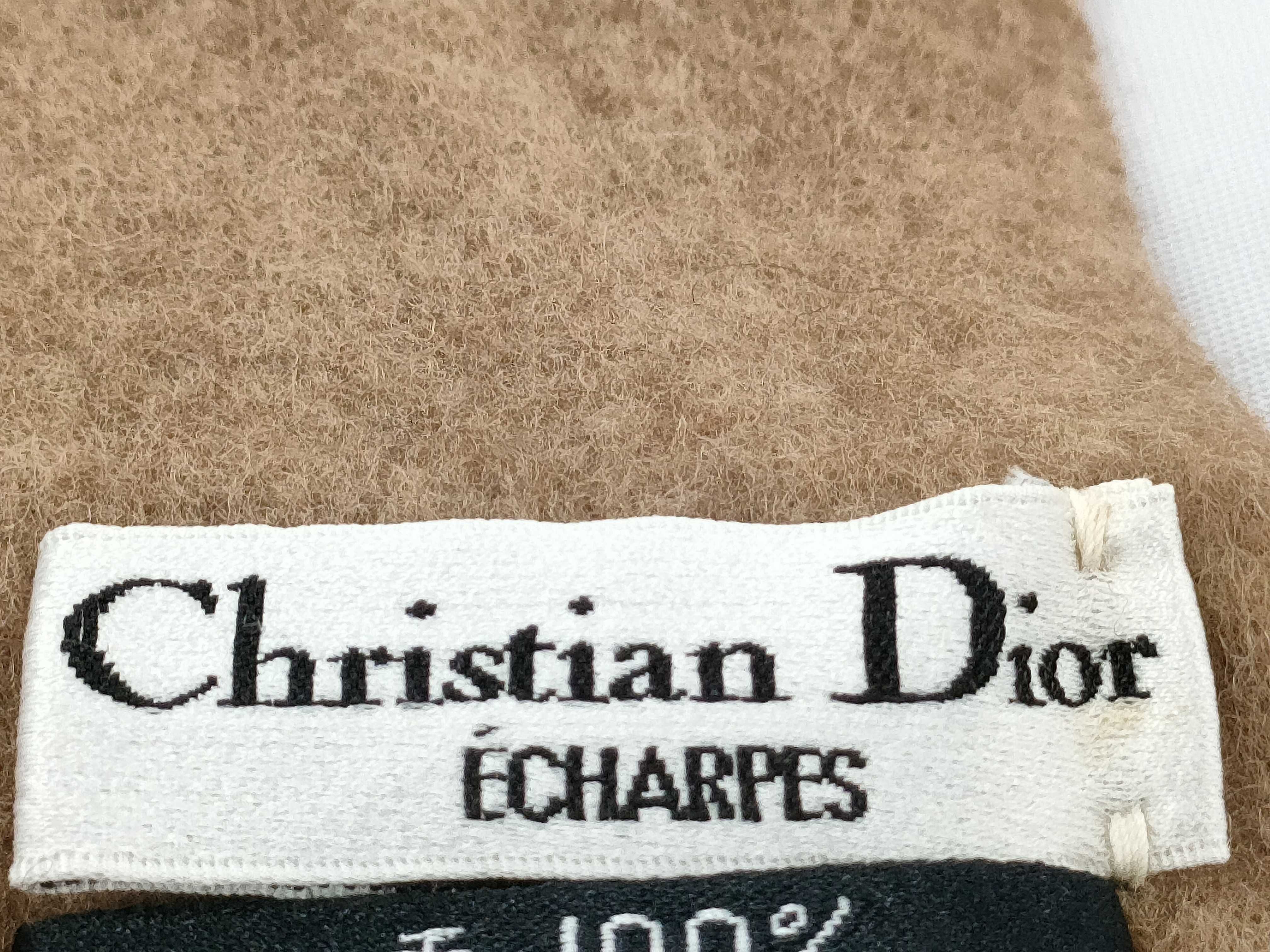 Christian Dior Reversible Wool and Cashmere Scarf in Russet and Camel