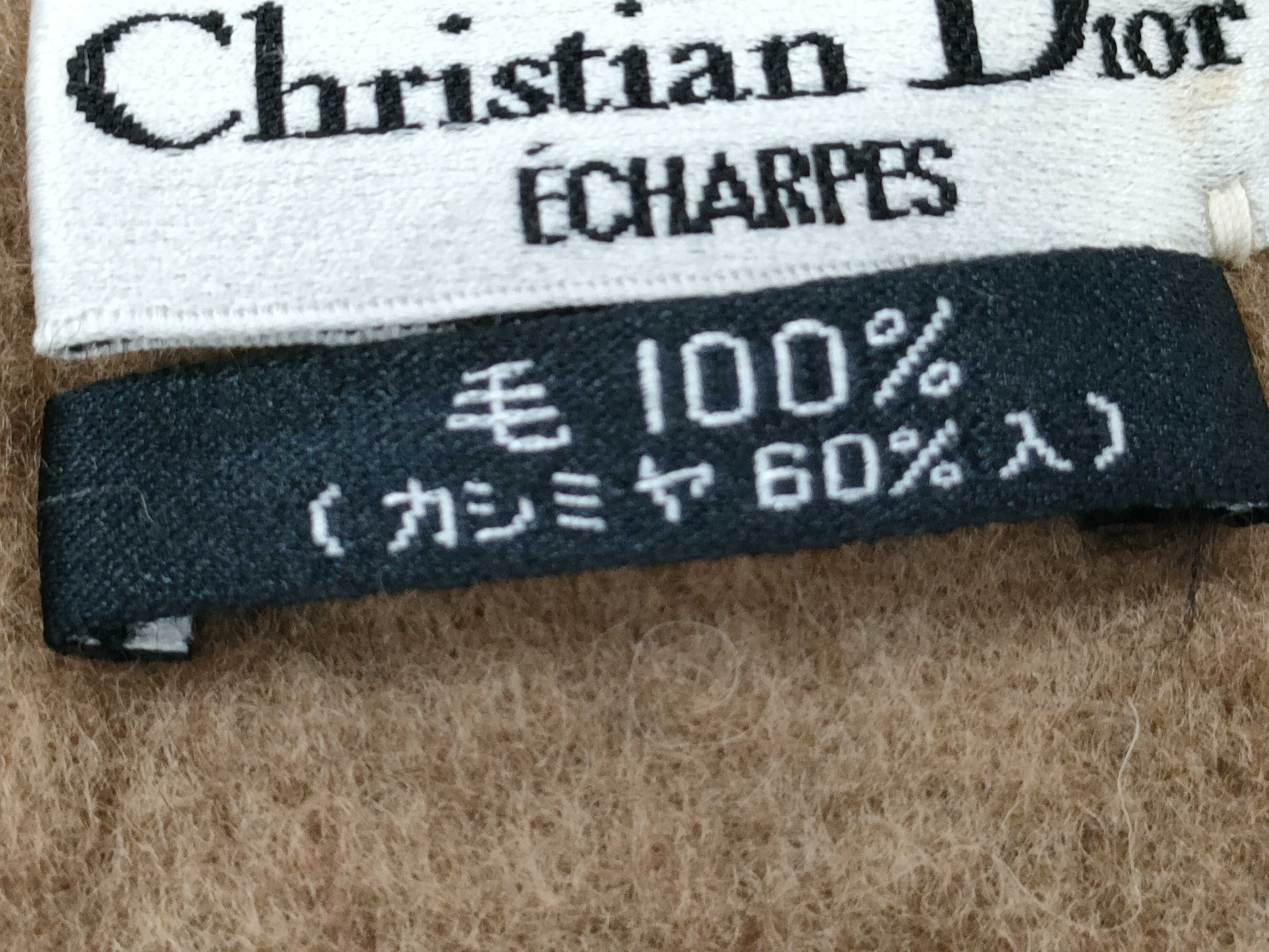 Christian Dior Reversible Wool and Cashmere Scarf in Russet and Camel
