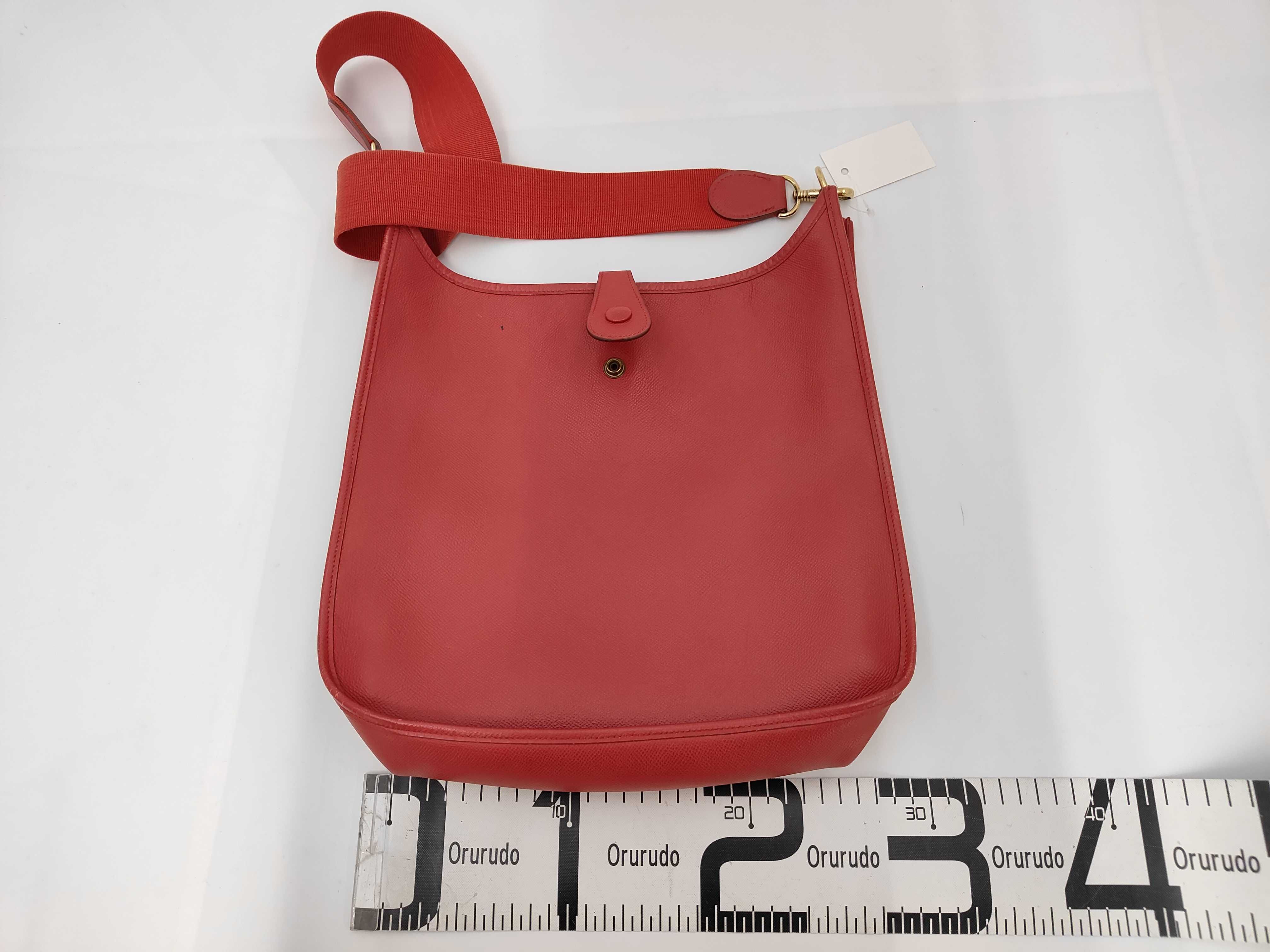 Hermes Evelyne I 29 PM Shoulder Bag in Rouge Vif Courchevel Leather