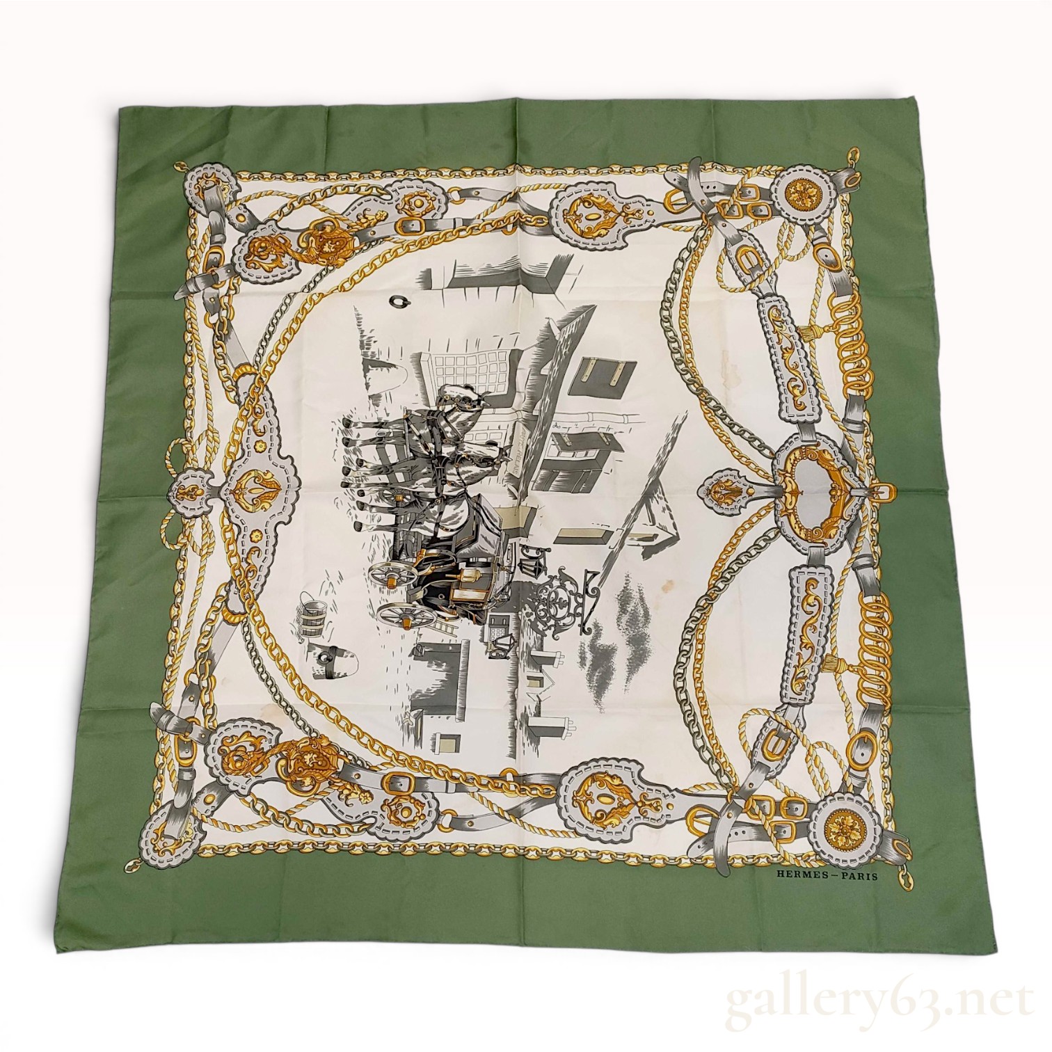 Hermes Silk Carre 90 in Le Pont Neuf a Paris Pattern