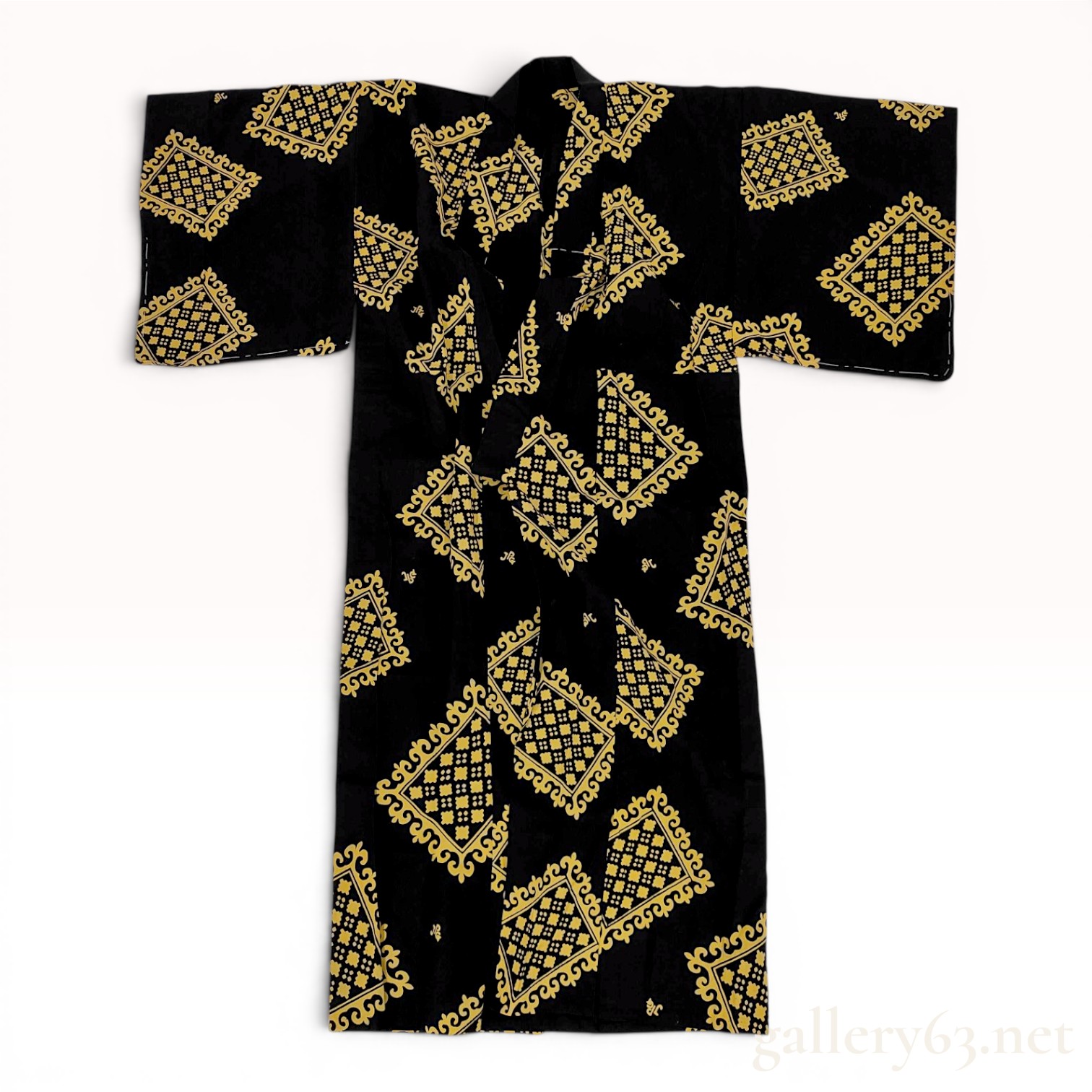 Jean Paul Gaultier Men's Cotton Yukata with Diamond Pattern, Made in Japan