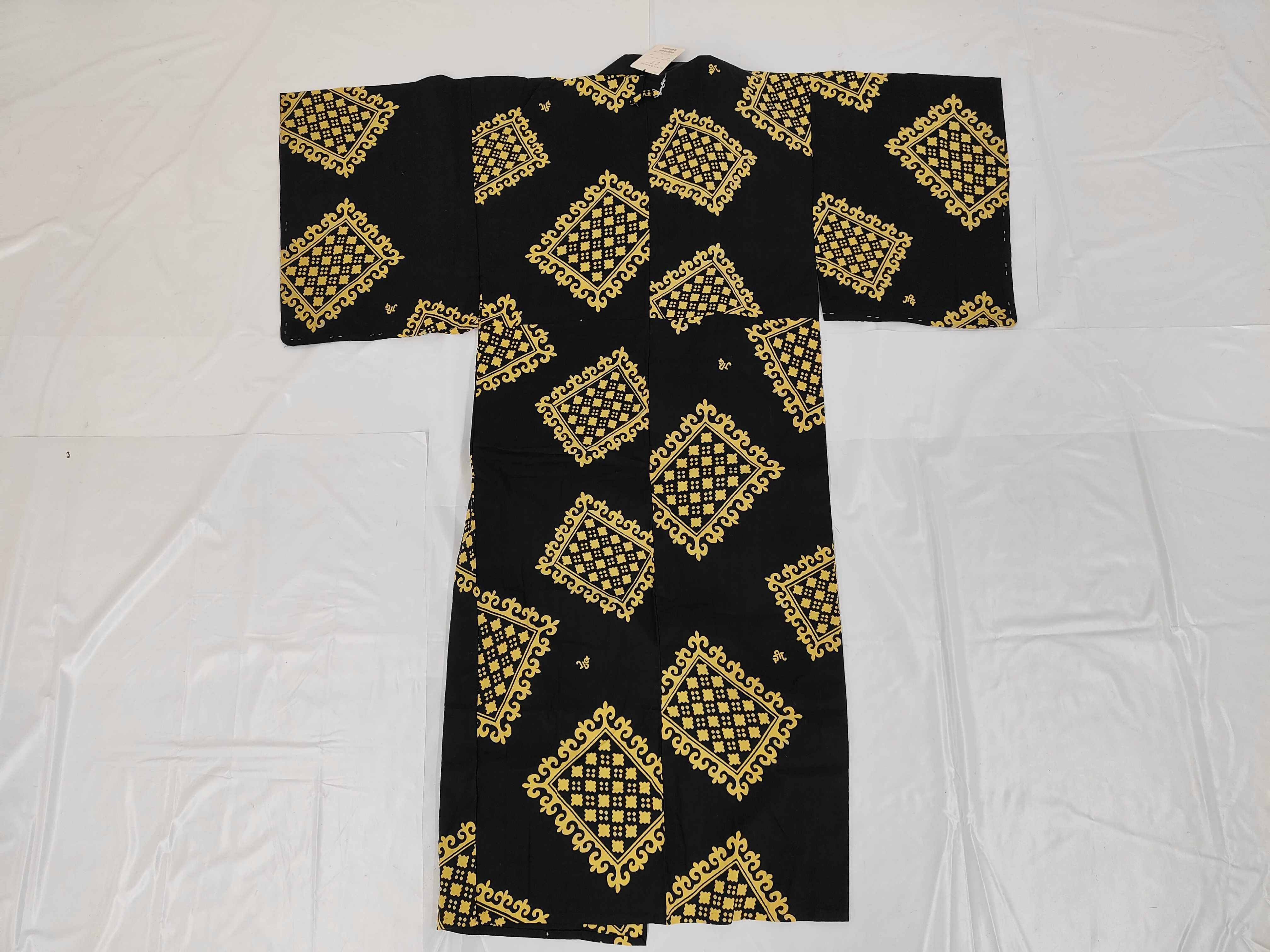 Jean Paul Gaultier Men's Cotton Yukata with Diamond Pattern, Made in Japan