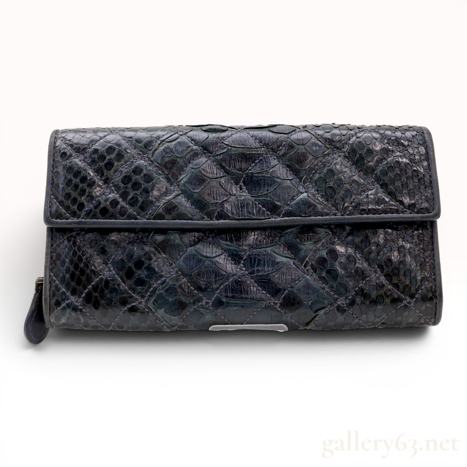 Bottega Veneta Quilted Python Leather Long Flap Wallet