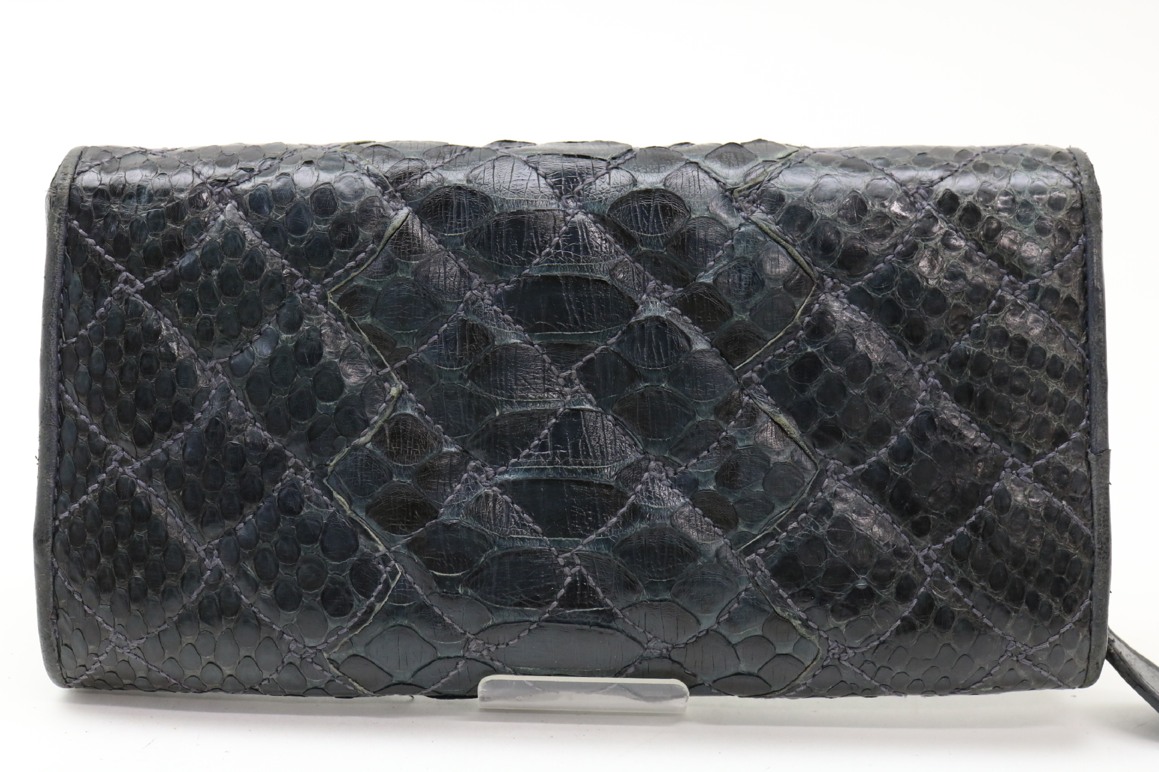 Bottega Veneta Quilted Python Leather Long Flap Wallet