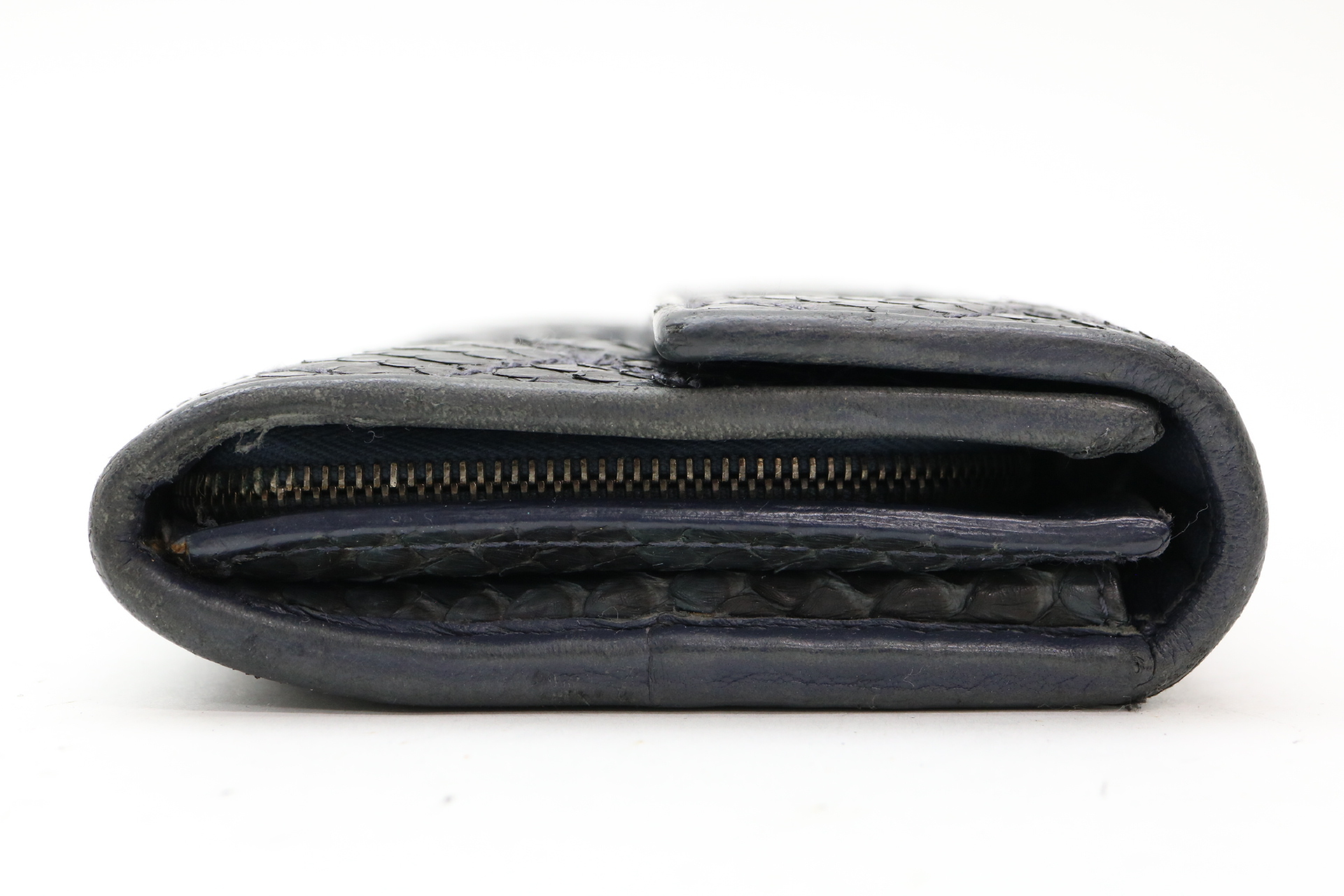 Bottega Veneta Quilted Python Leather Long Flap Wallet