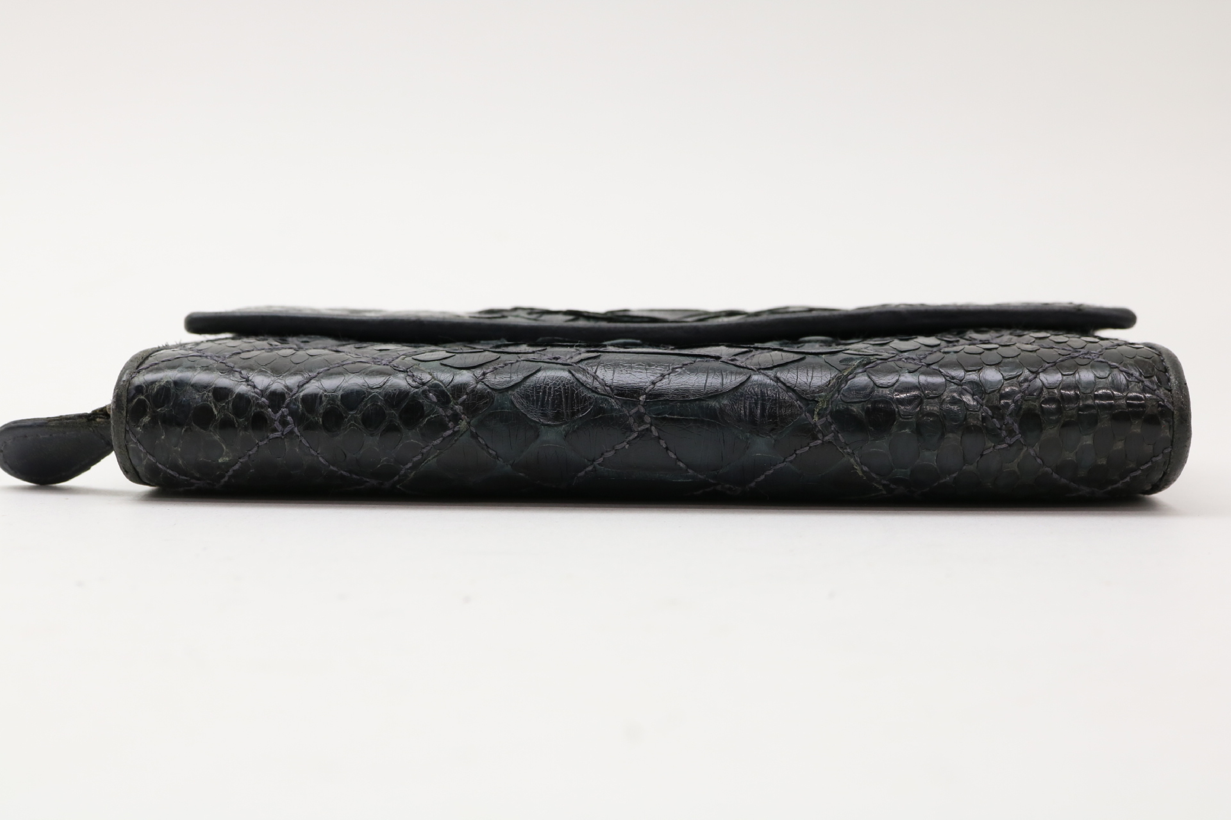 Bottega Veneta Quilted Python Leather Long Flap Wallet