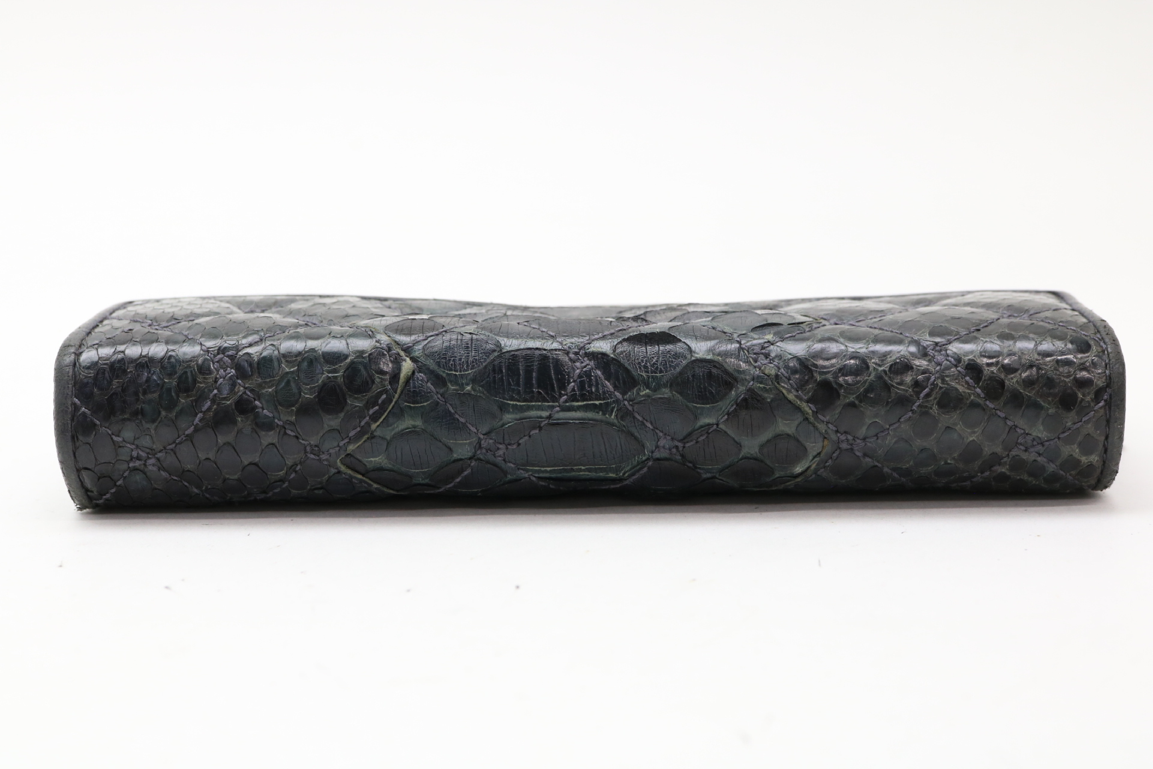 Bottega Veneta Quilted Python Leather Long Flap Wallet