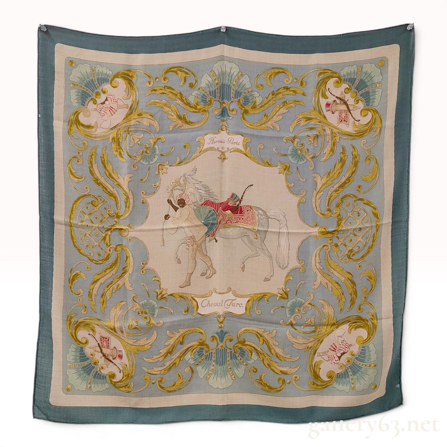 Hermes Cheval Turc Cashmere and Silk Scarf