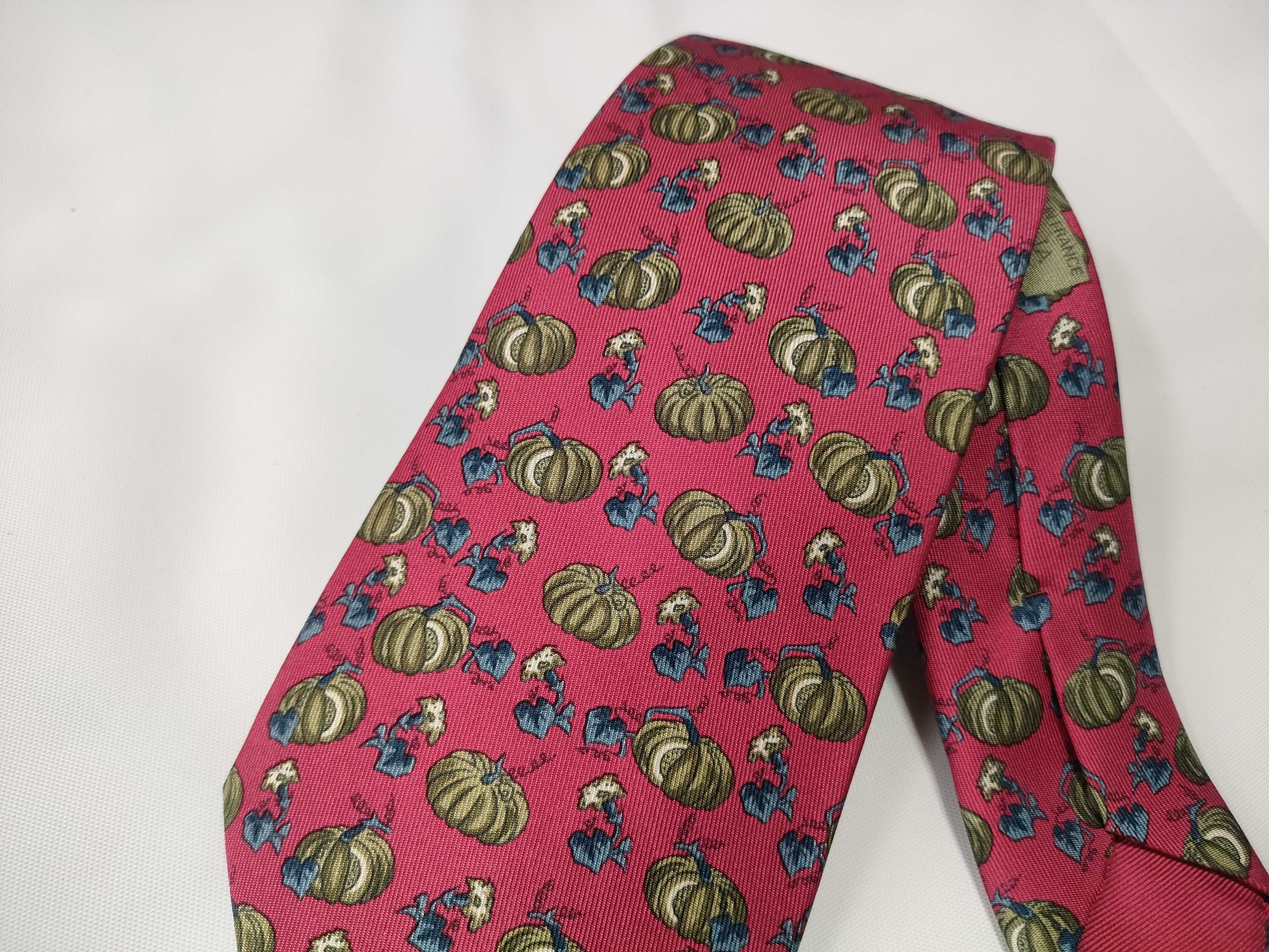 Hermes Silk Necktie with Pumpkin and Squash Pattern