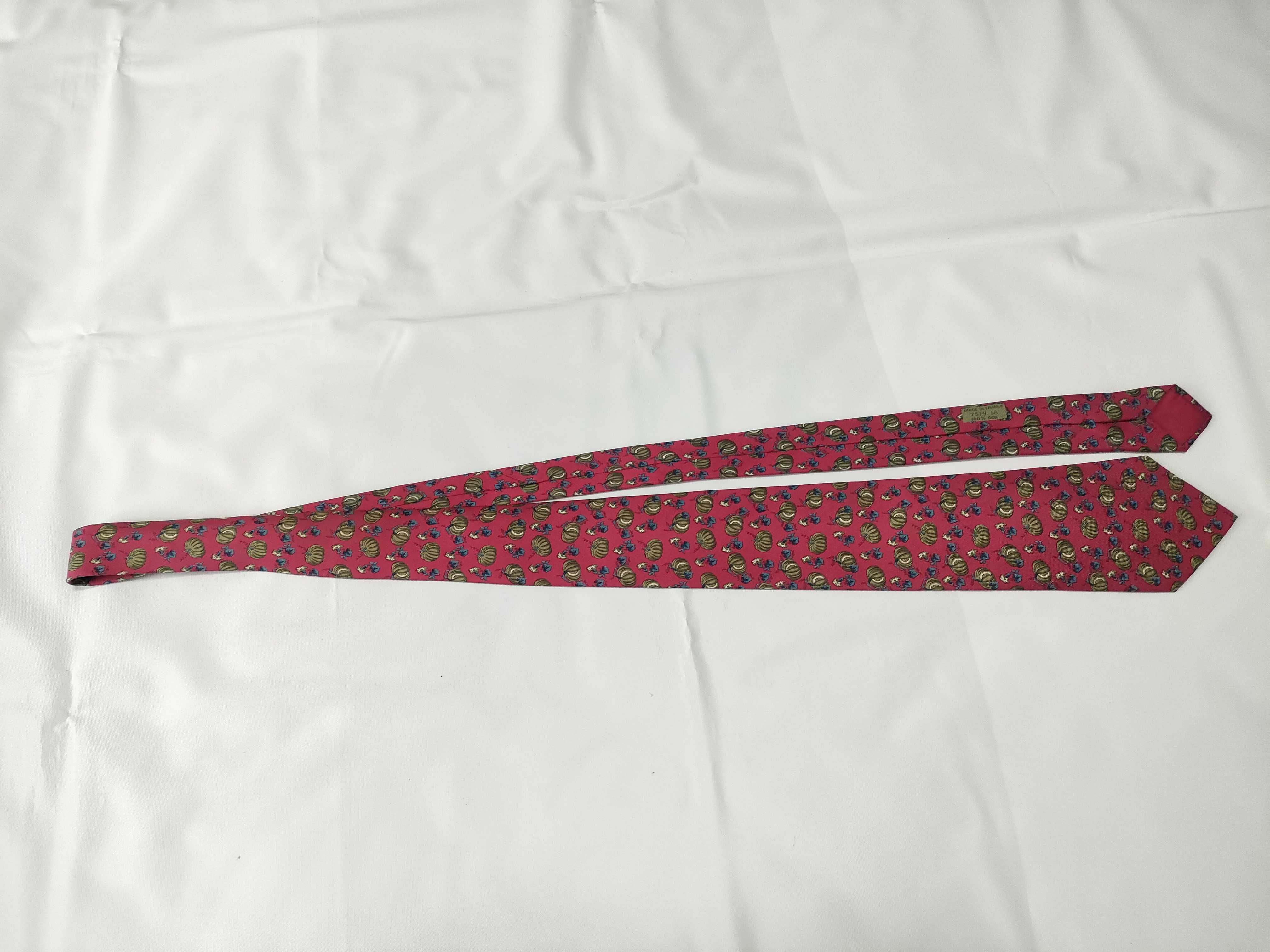 Hermes Silk Necktie with Pumpkin and Squash Pattern