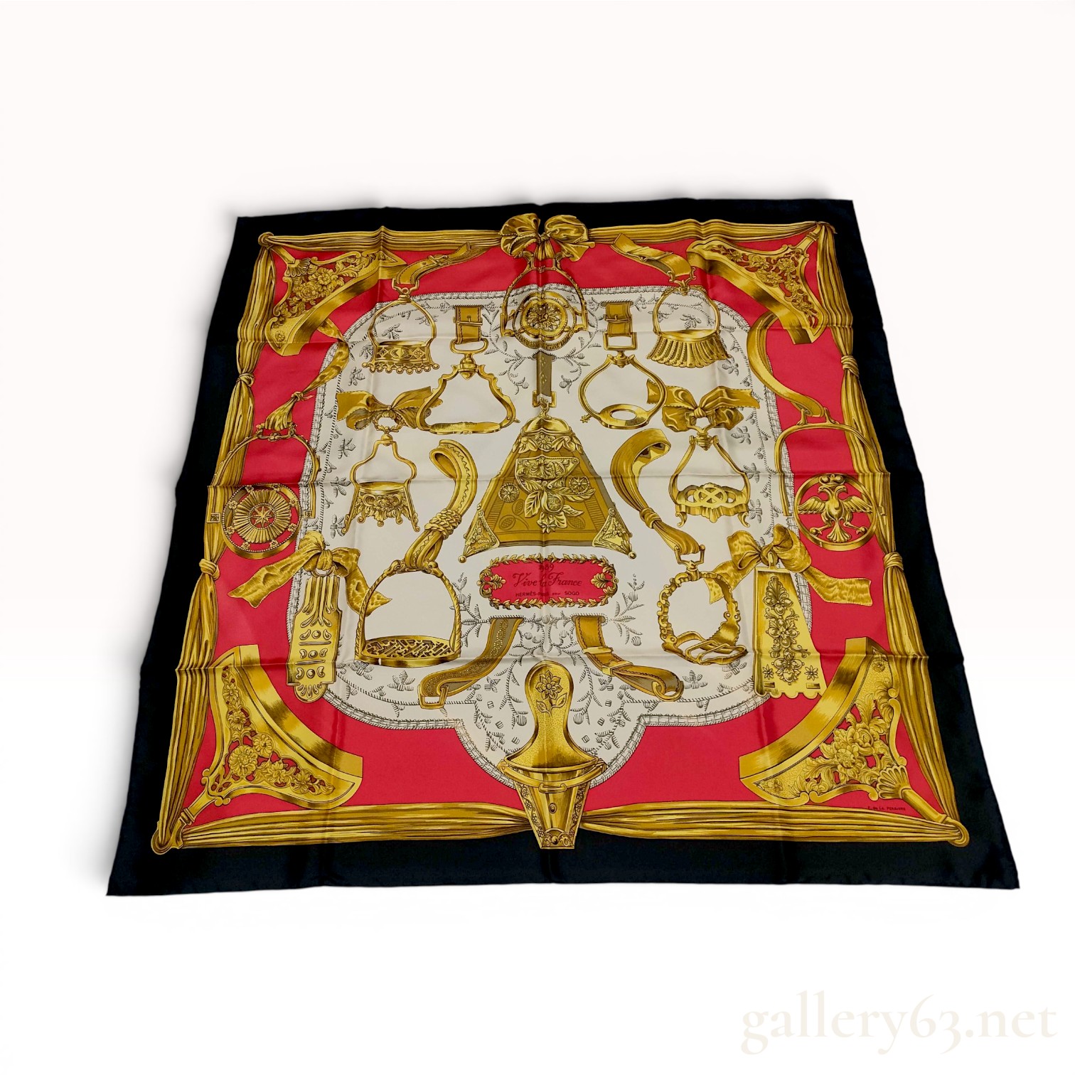 Hermes Vive la France Etriers Silk Scarf by Francoise de la Perriere